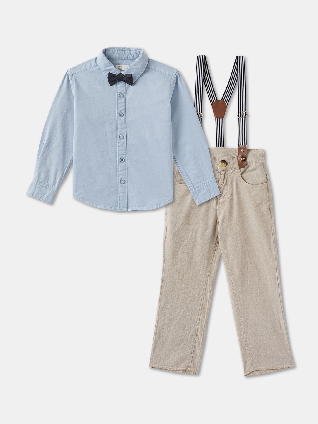 

R&B Shirt Collar Pure Cotton Shirt With Trouser, Blue