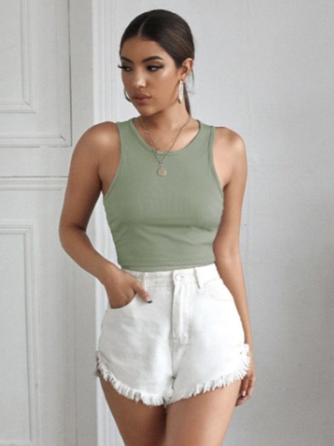 

Moda Rapido Women Crop Tank Top, Green