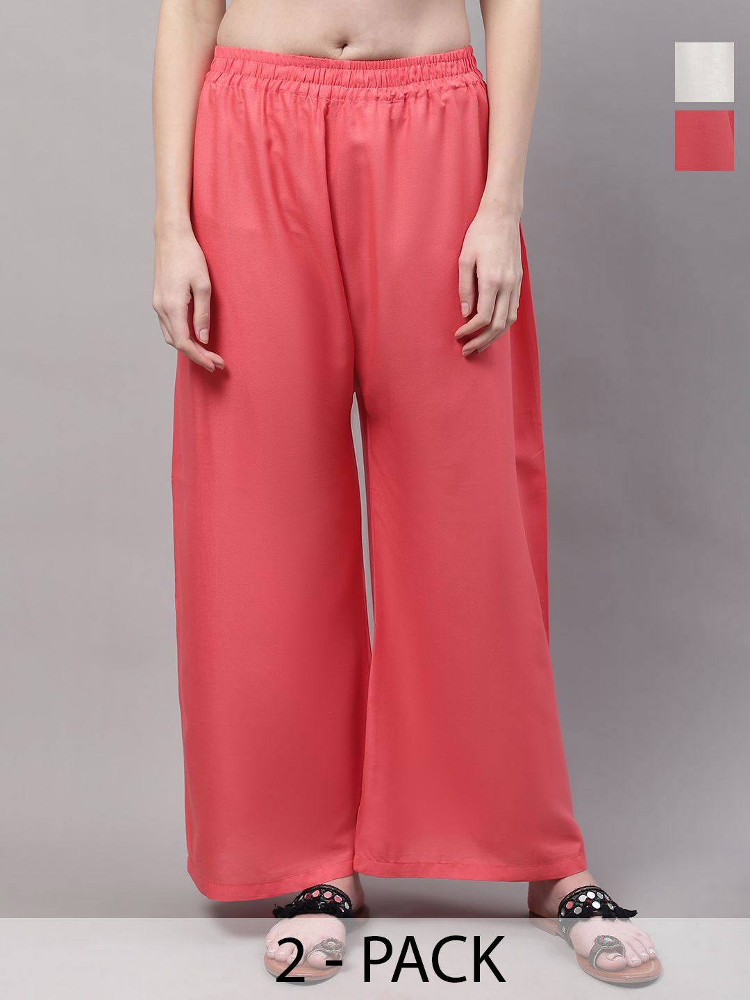 

Valles365 by S.C. Women Pack of 2 Flared Palazzos, Peach