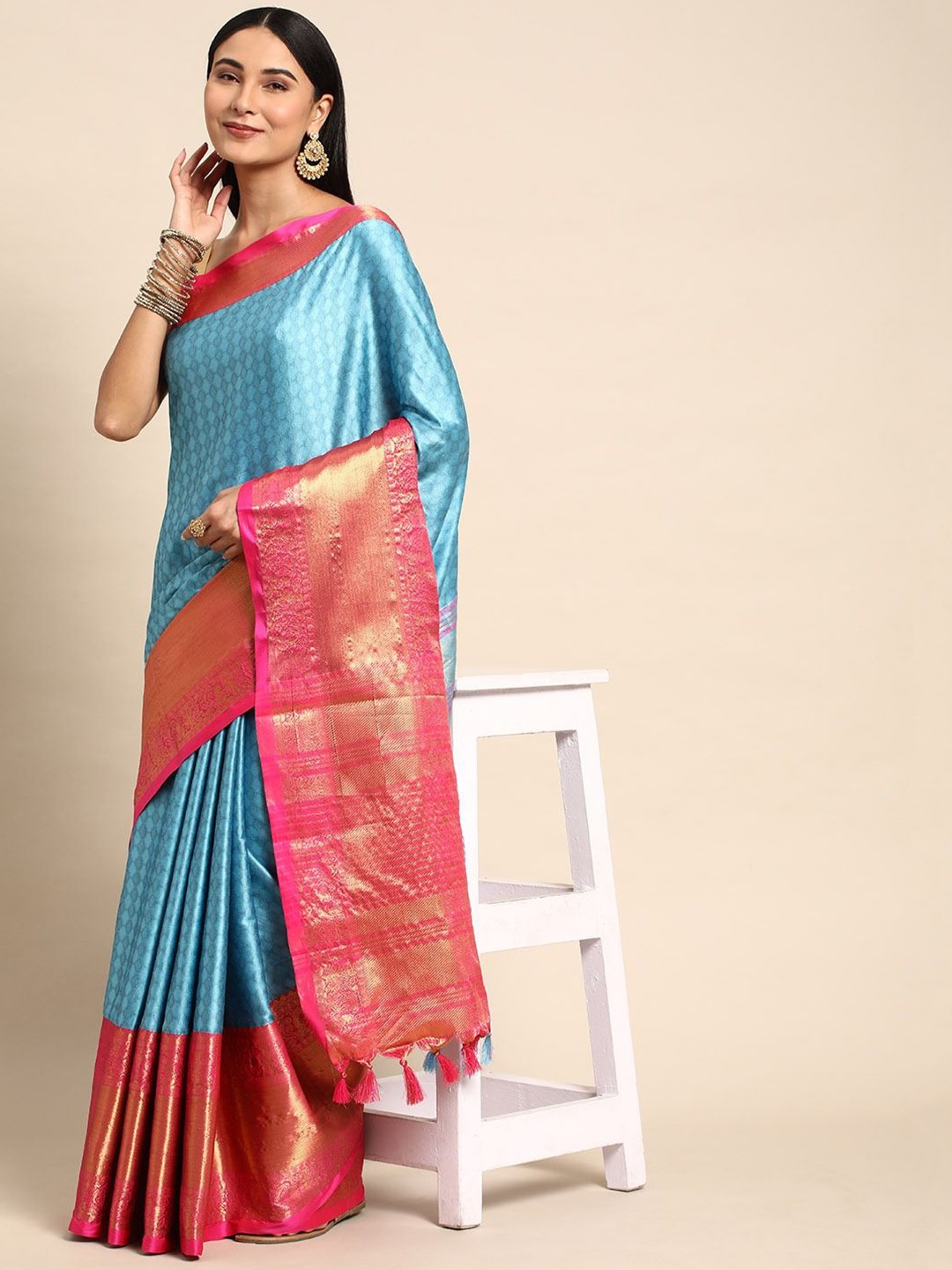 

DIVASTRI Woven Design Zari Banarasi Saree, Blue