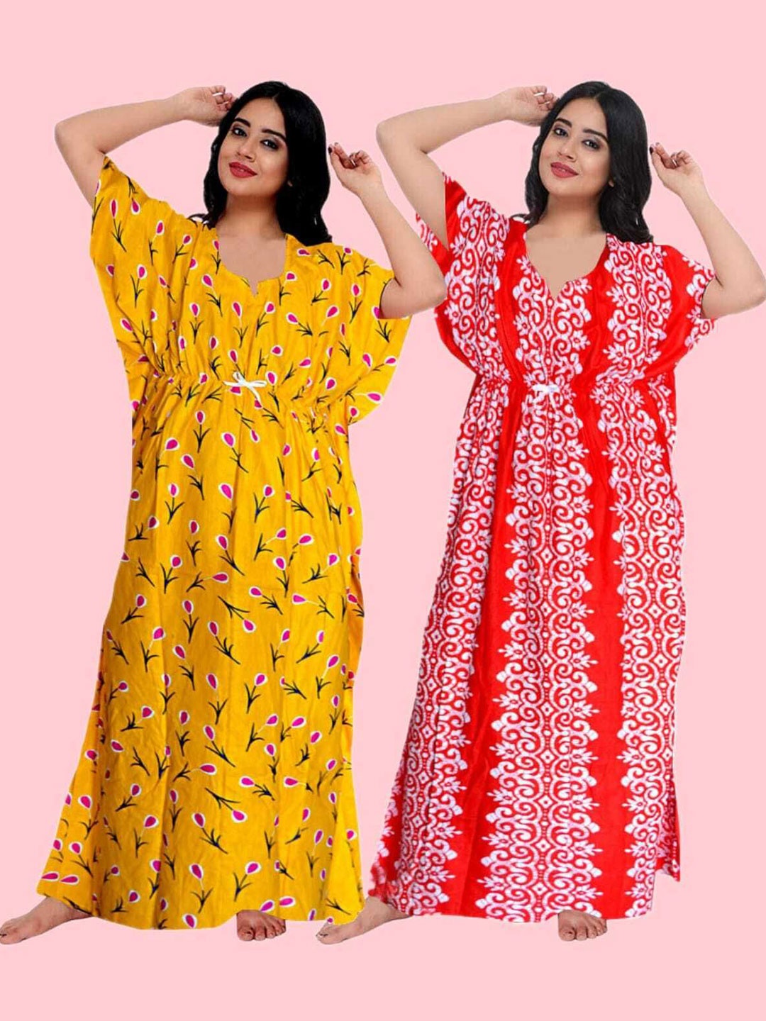 

PR PINK ROYAL Printed Maxi Nightdress, Yellow