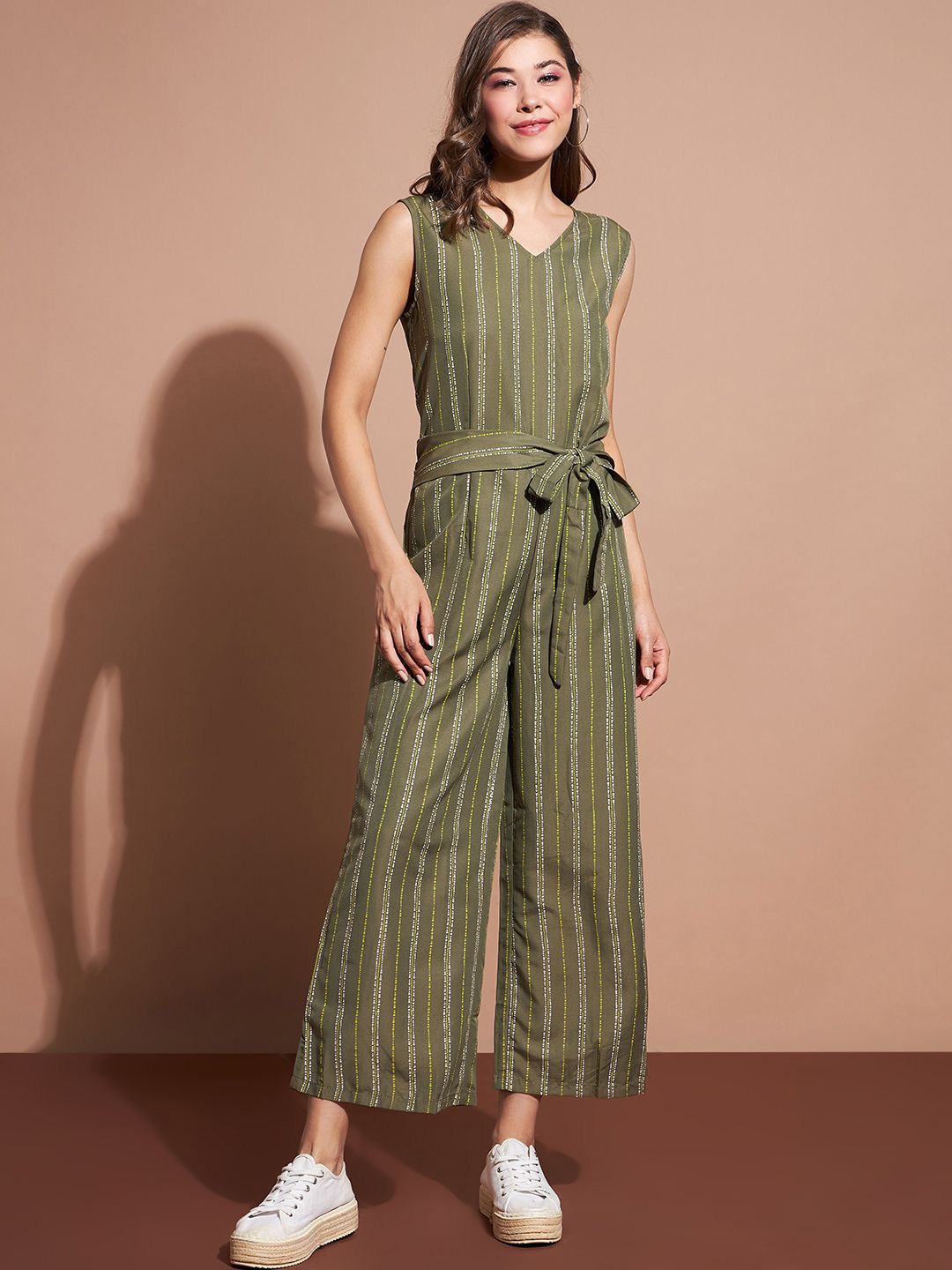 

DressBerry Striped A-Line Midi Dress, Olive