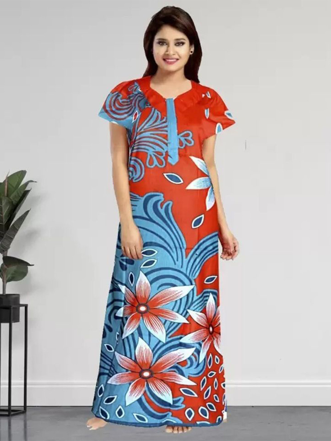 

PR PINK ROYAL Printed Maxi Nightdress, Orange