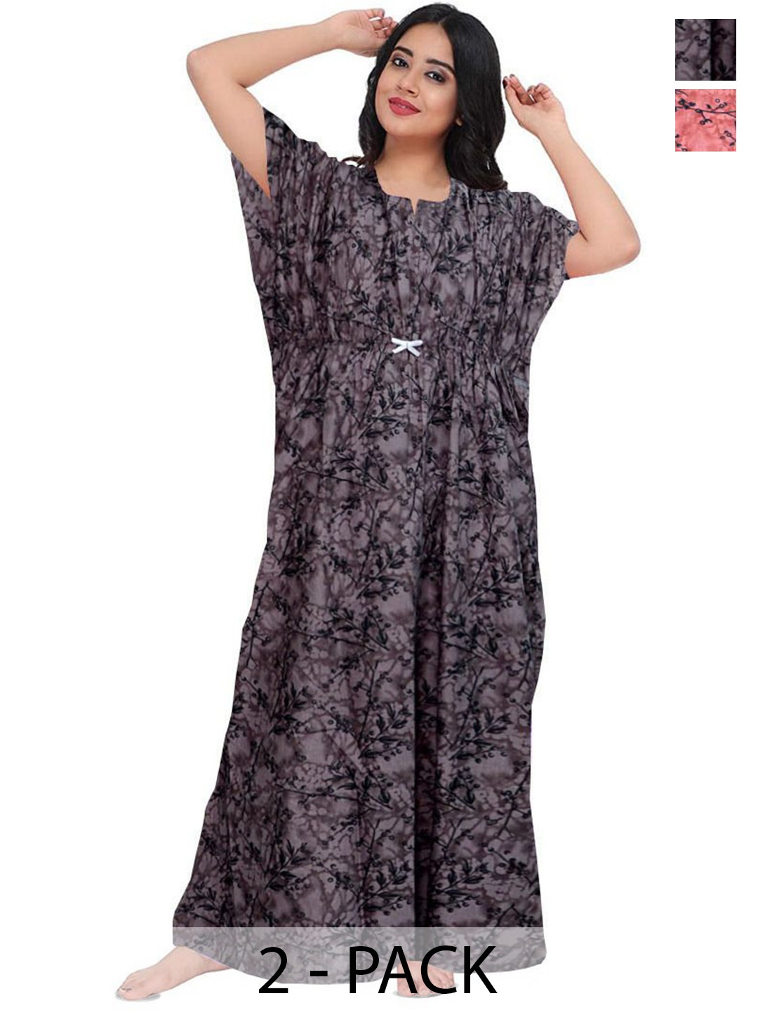 

PR PINK ROYAL Printed Maxi Nightdress, Black