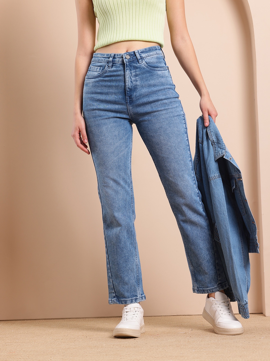 

Mast & Harbour Women Straight Fit Stretchable Jeans, Blue