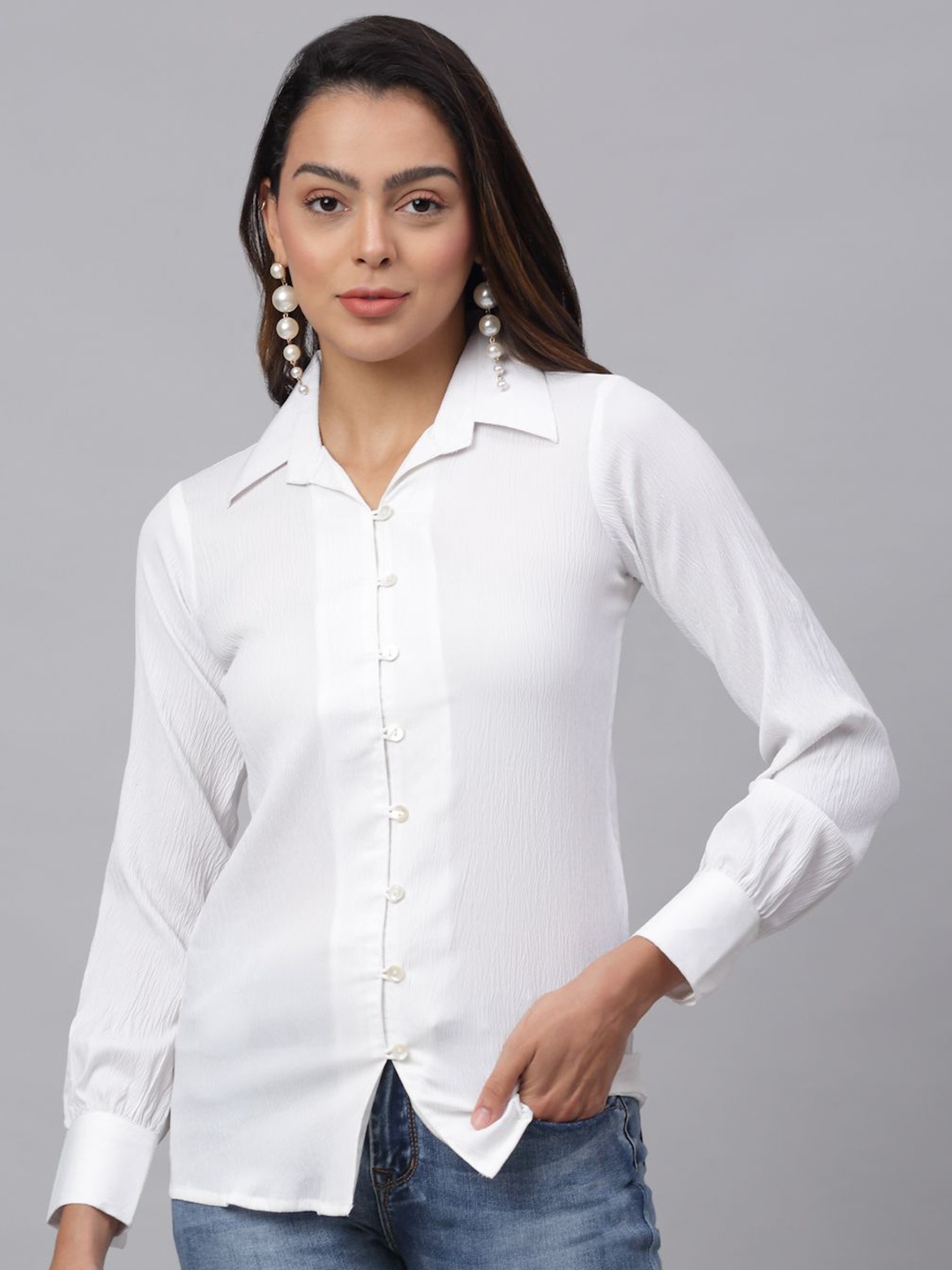 

JAINISH Women Opaque Casual Shirt, White