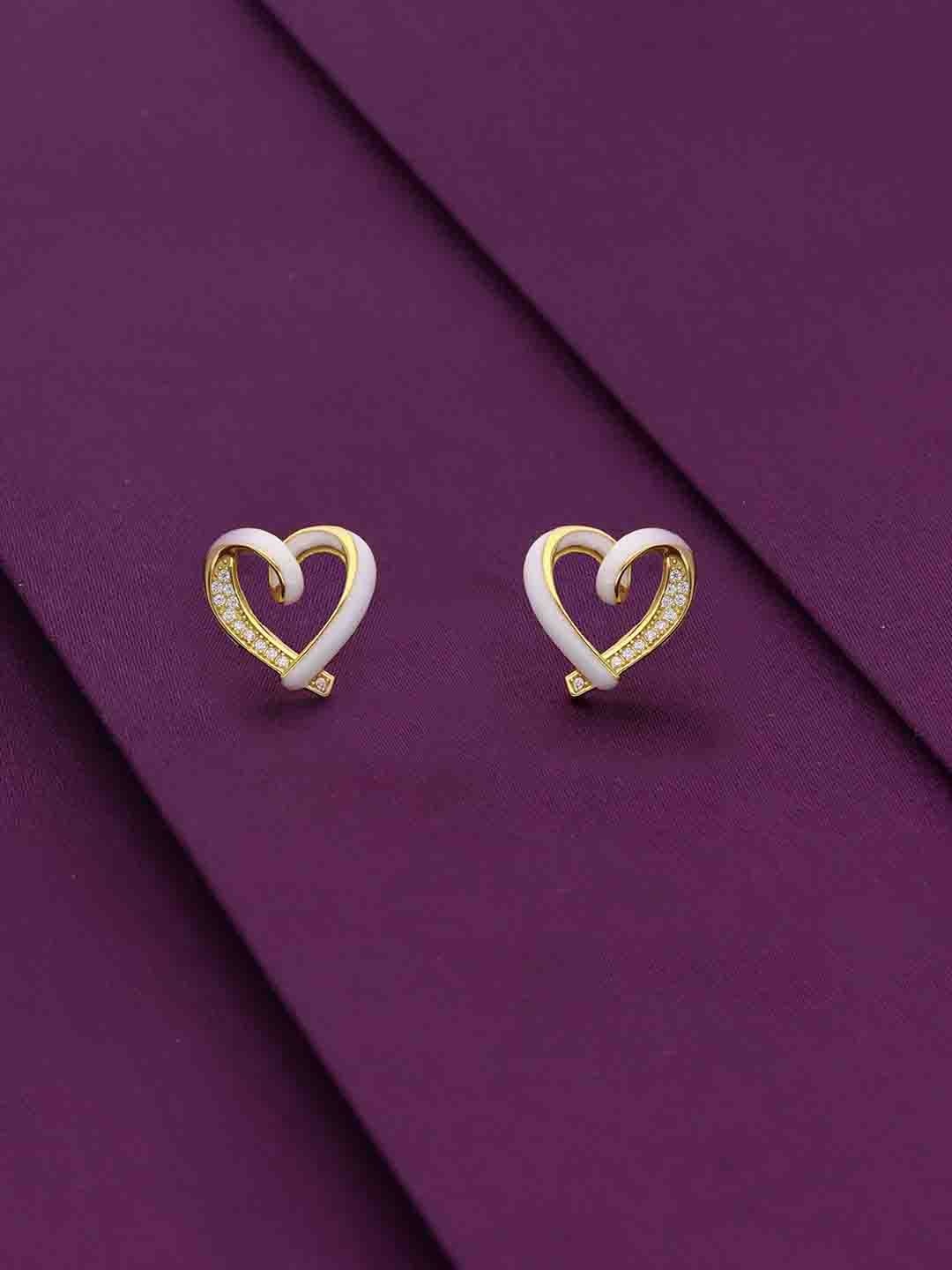 

KAI JEWEL 92.5 Sterling Silver Gold-Plated CZ-Studded Heart Shaped Minimalistic Studs