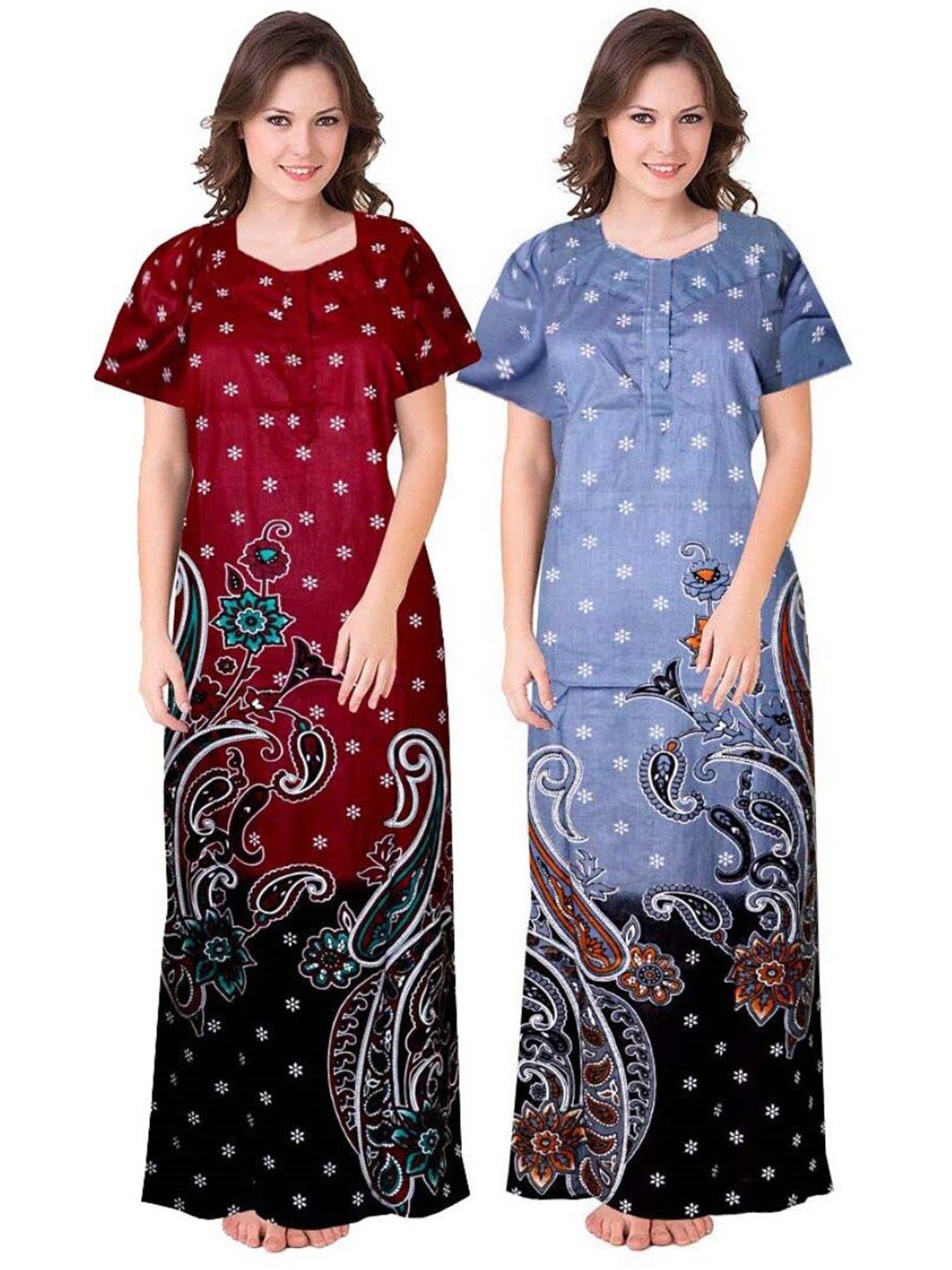 

PR PINK ROYAL Printed Maxi Nightdress, Maroon