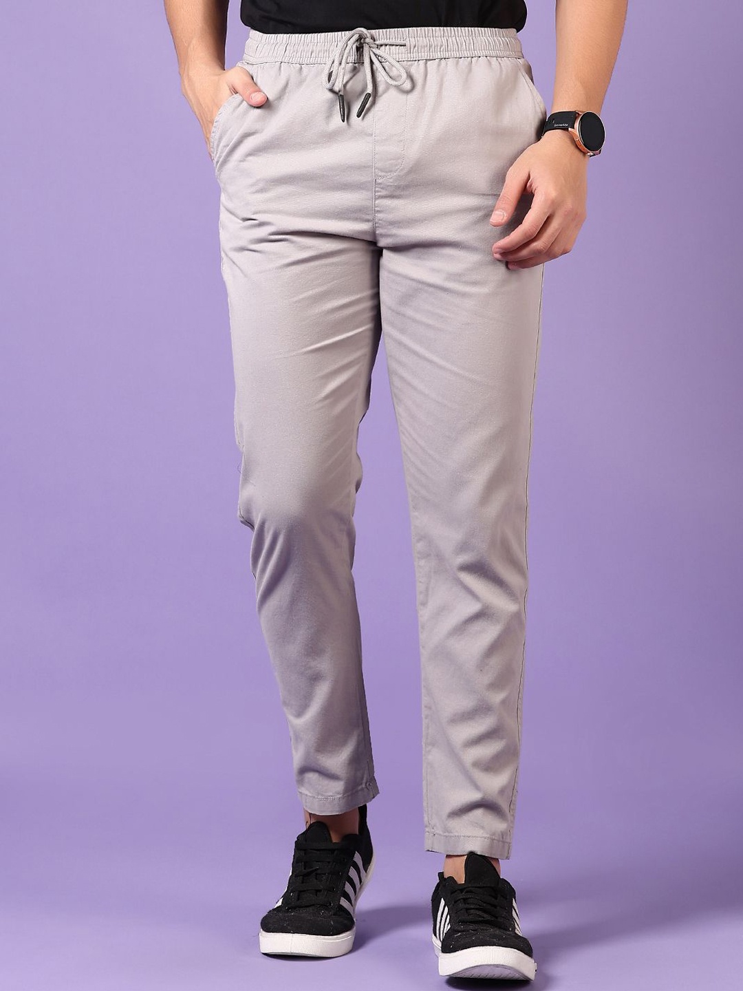 

V-Mart Men Cotton Mid Rise Track Pants, Grey