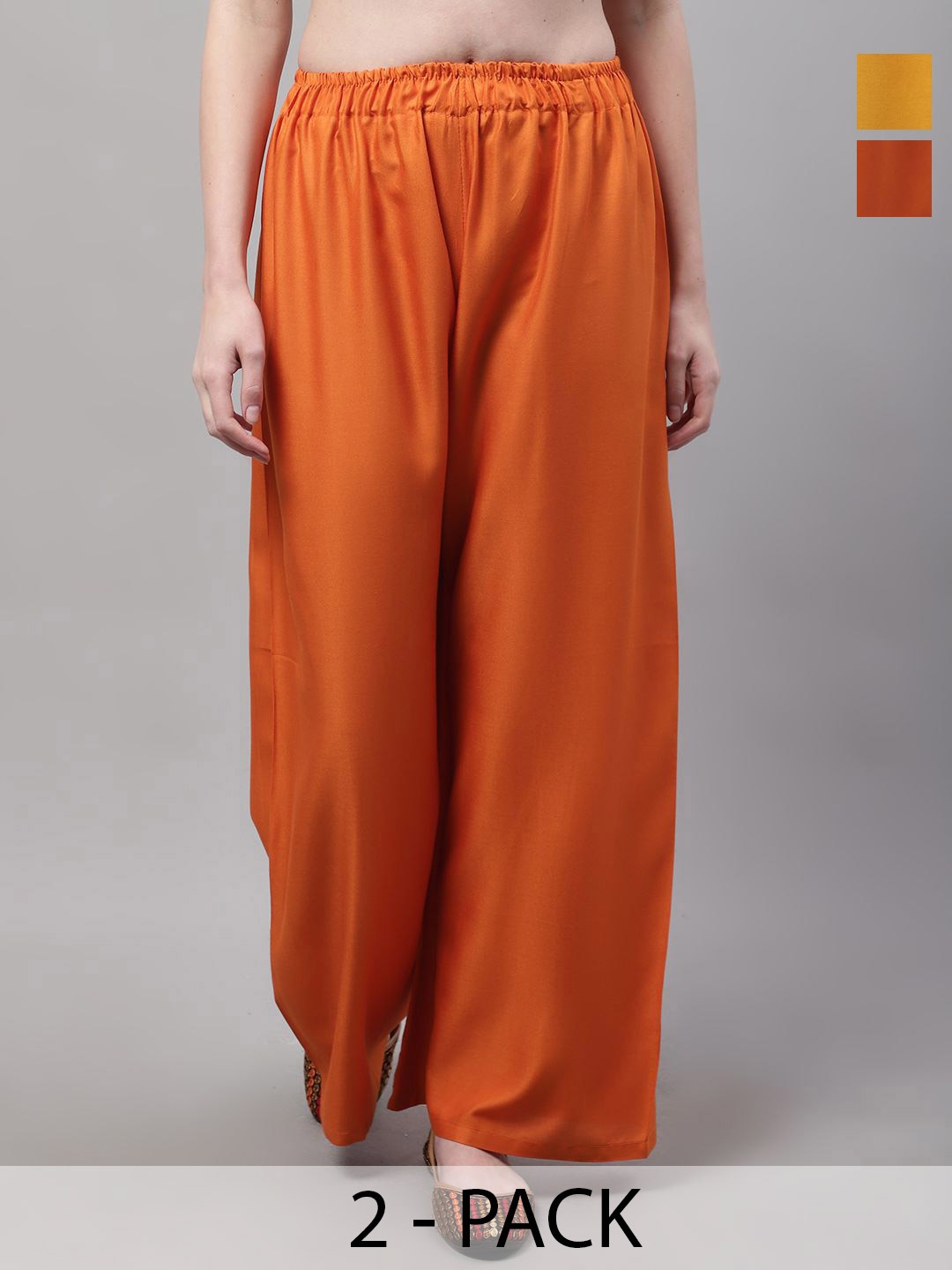 

Valles365 by S.C. Women Pack Of 2 Flared Palazzos, Yellow
