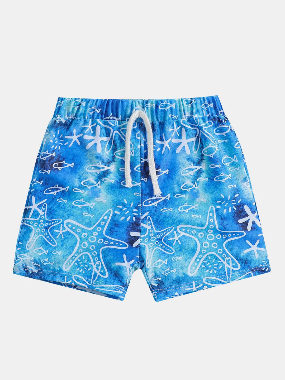

YK Infant Girls Printed Mid Rise Swimming Shorts, Blue