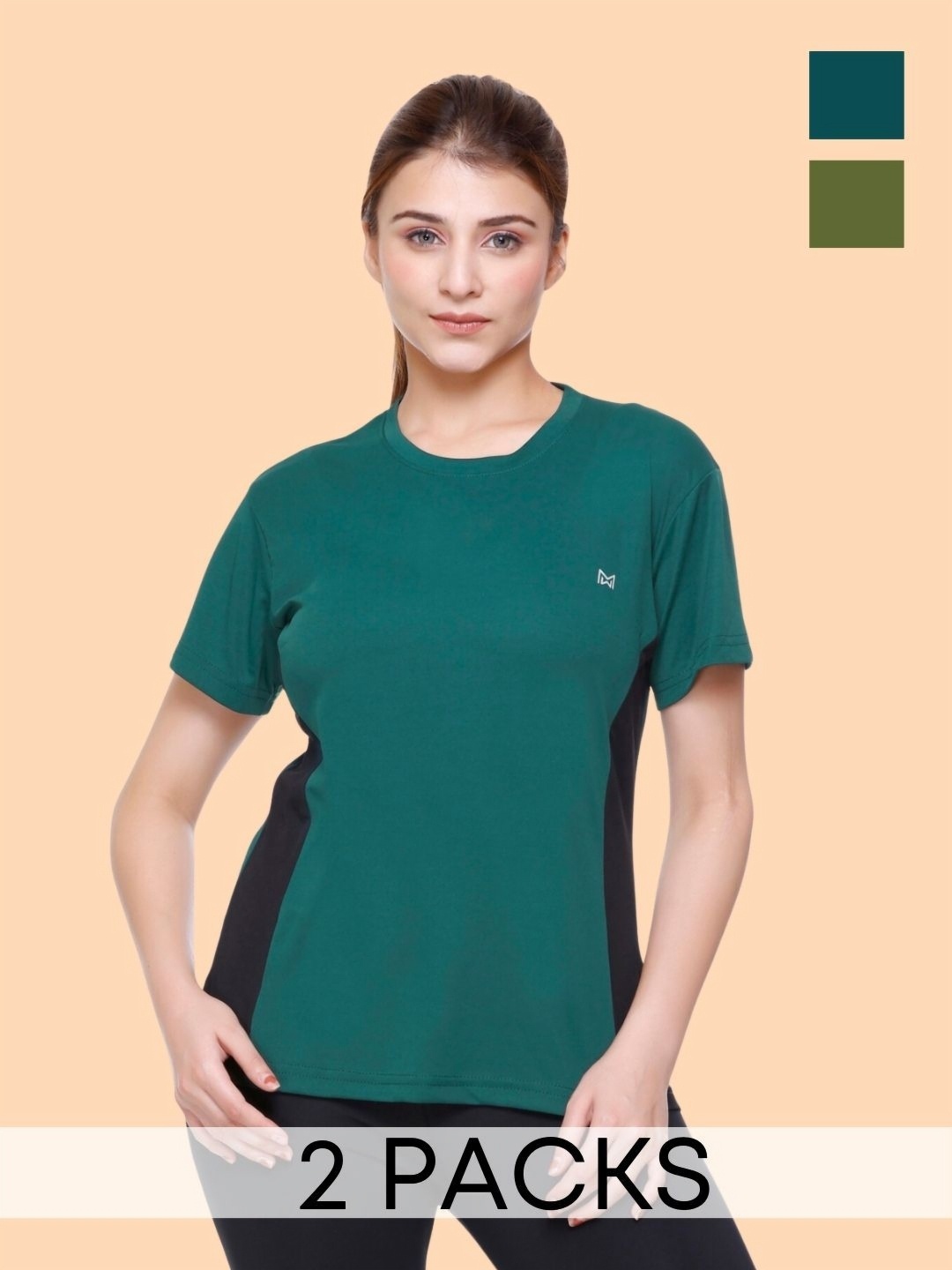 

White Moon Women Extended Sleeves Cut Outs T-shirt, Green