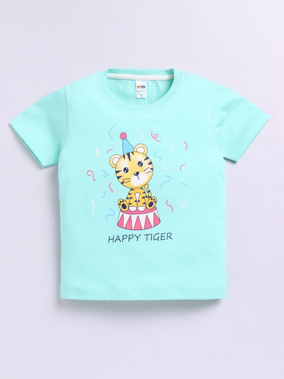 

LITTLE NINJA Boys Graphic Printed Round Neck Cotton T-shirt, Turquoise blue