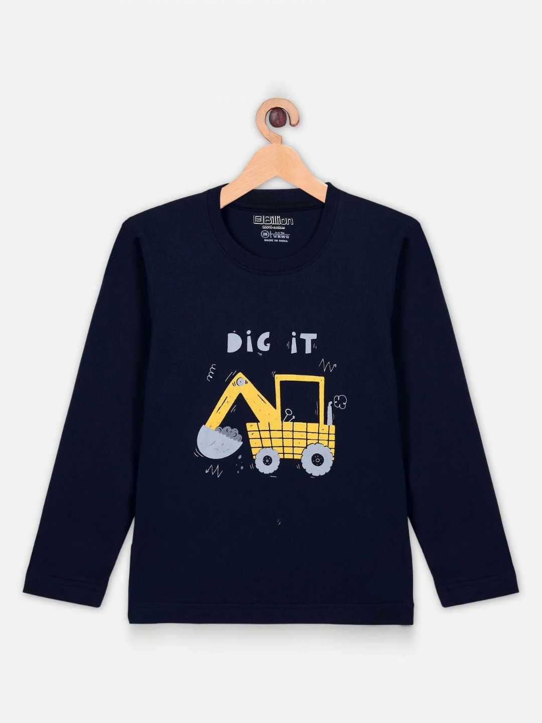 

Billion Boys Graphic Printed Round Neck Regular Fit Cotton T-shirt, Navy blue
