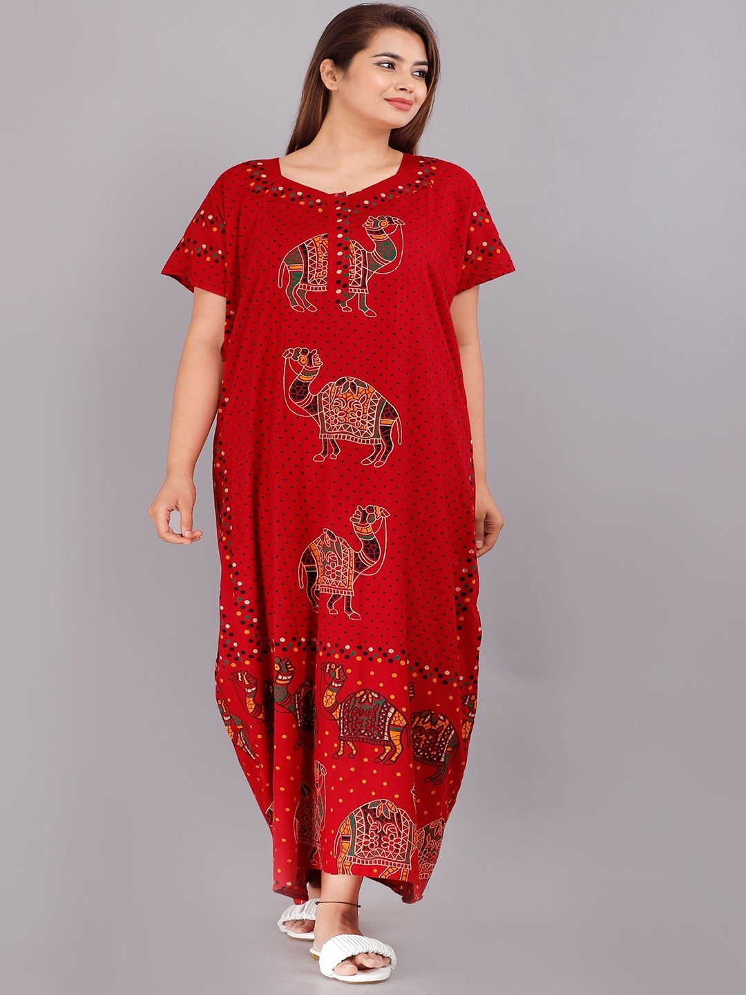 

PR PINK ROYAL Printed Maxi Nightdress, Red