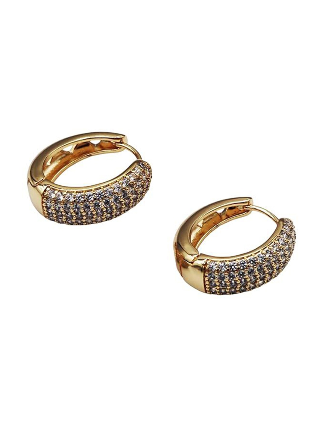 

ISHI New York Gold-Plated Cubic Zirconia Studded Circular Shaped Hoops