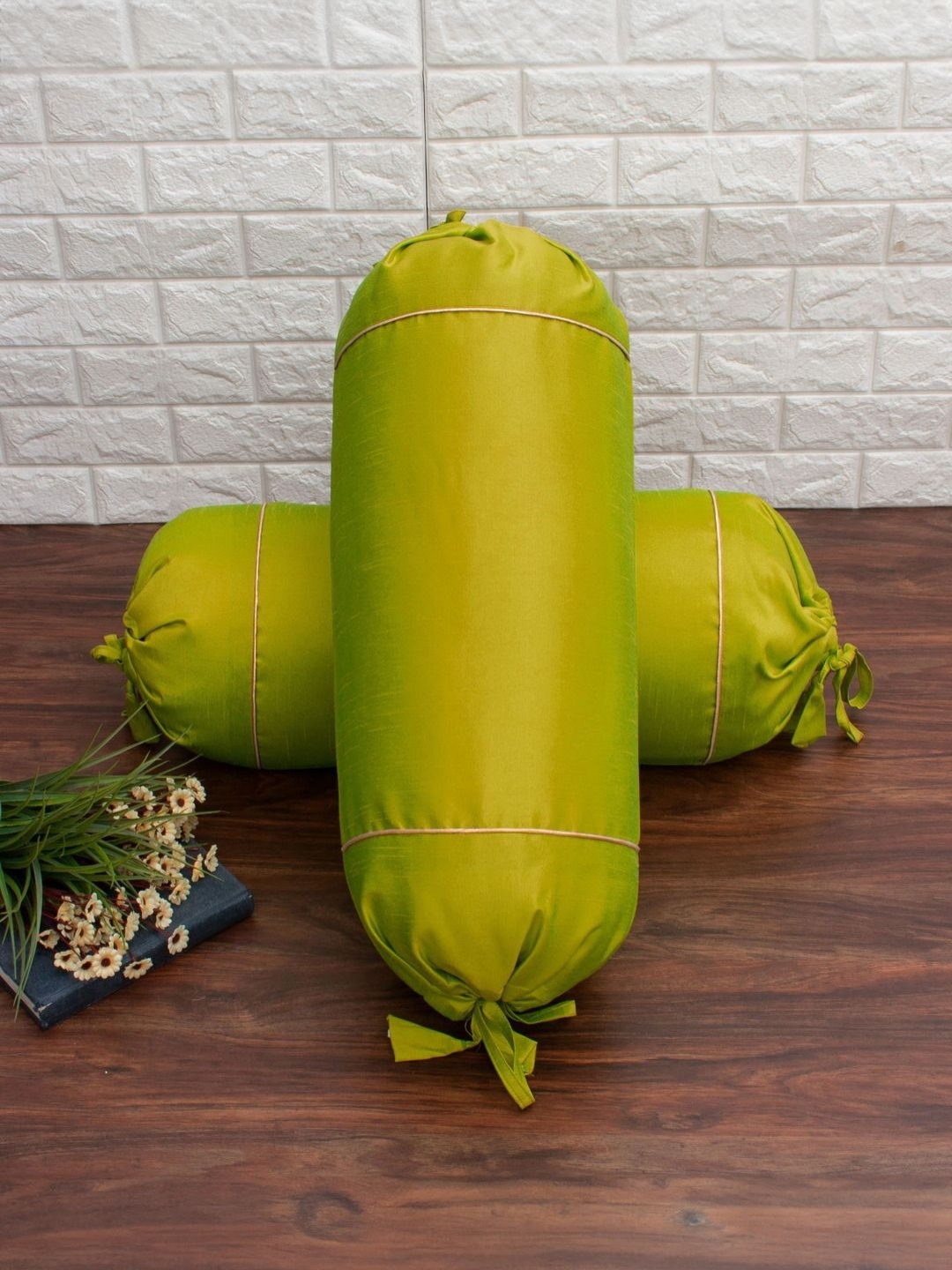 

RoyalDeco 2-Pcs Green BolsterCovers
