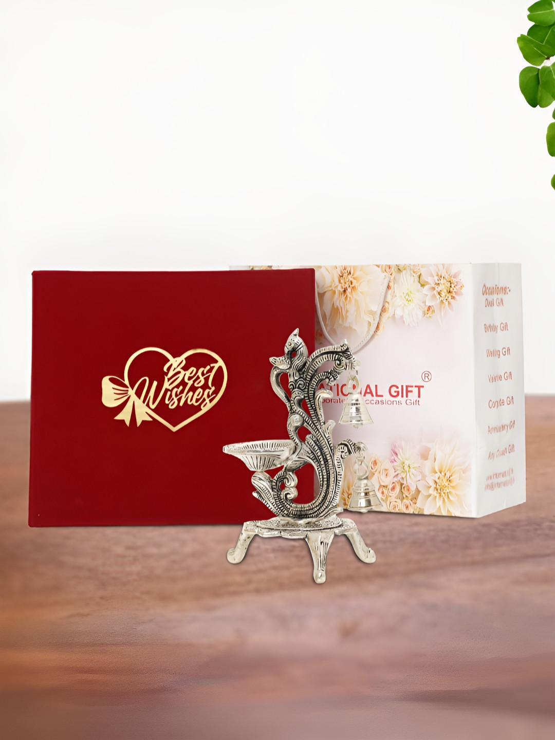 

INTERNATIONAL GIFT Silver Plated 1 Piece Jyot Diya Stand With Velvet Box & Carry Bag