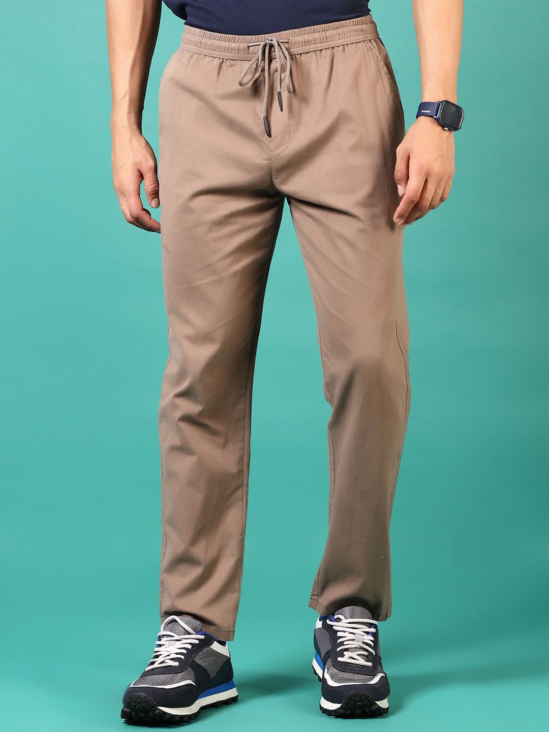 

V-Mart Men Cotton Mid Rise Track Pants, Brown