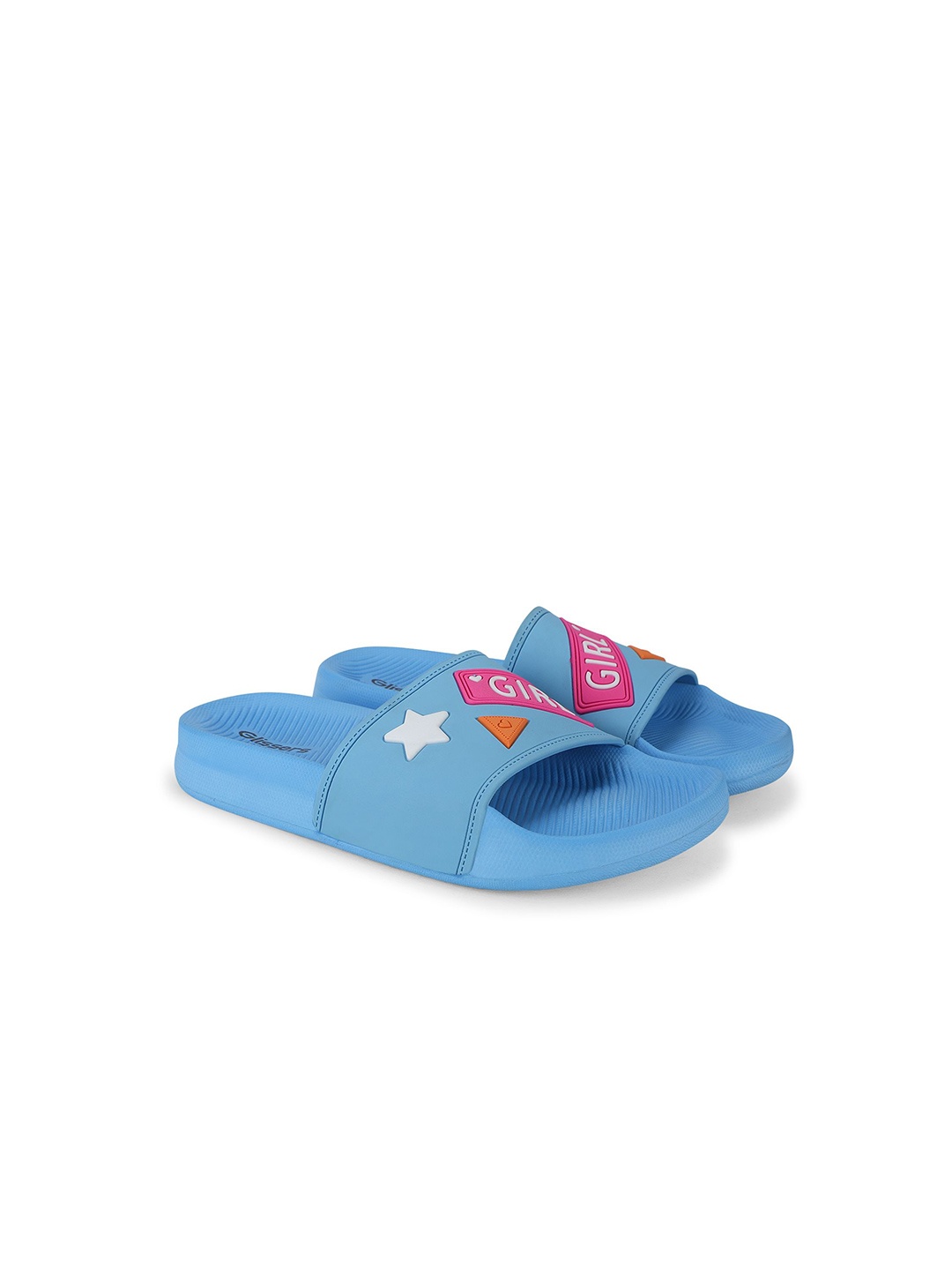 

GLISSERS Kids GIRLS Embosed Sliders, Blue