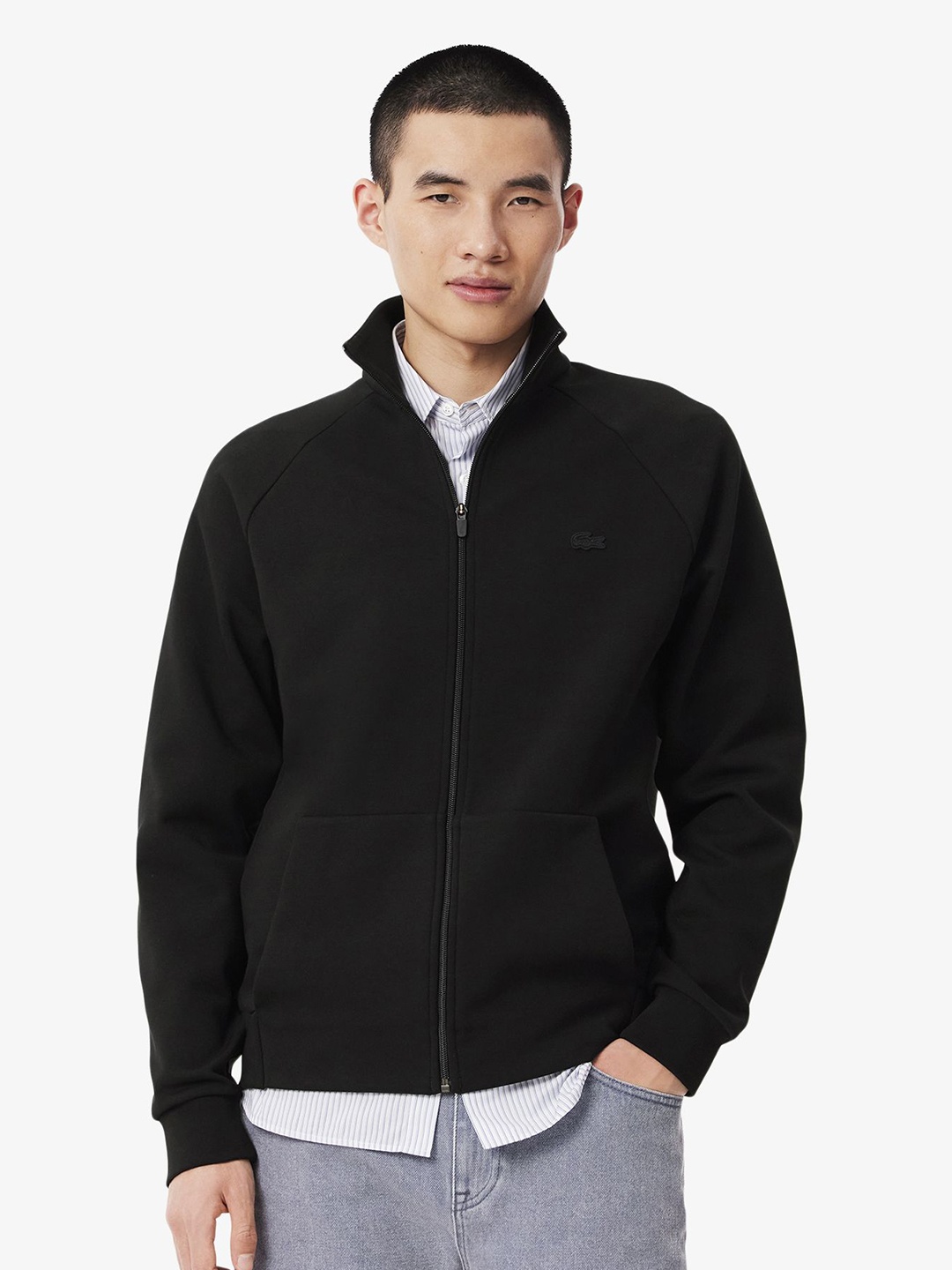 

Lacoste Men Mock Collar Sweatshirt, Black