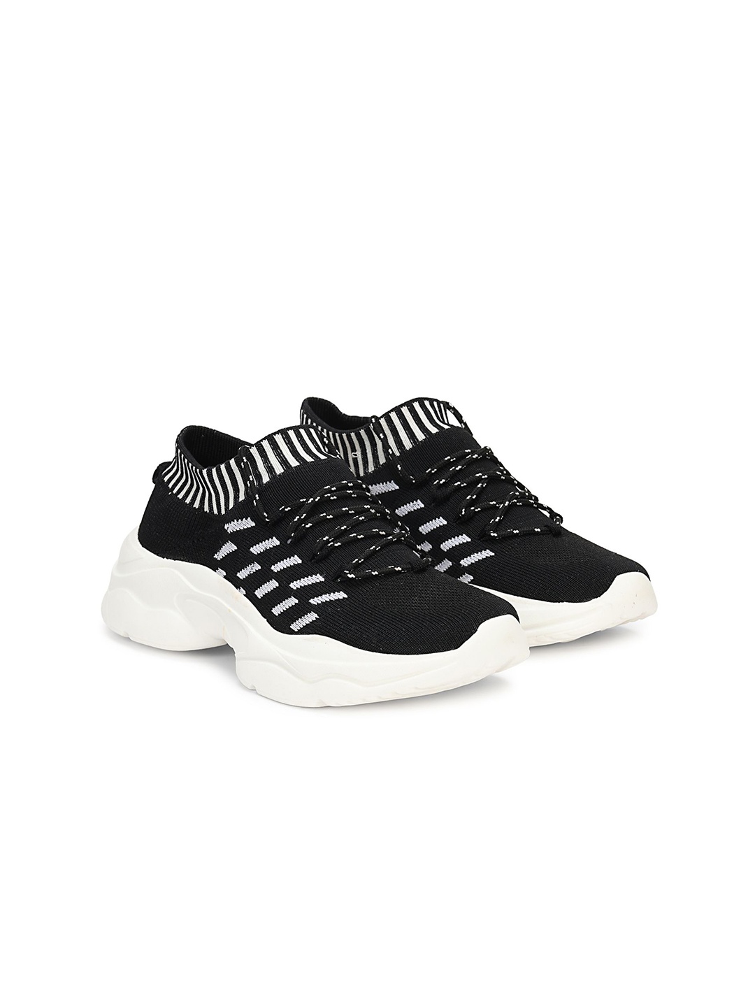 

KRAASA Women Mesh Lace-Up Flymesh Running Shoes, Black