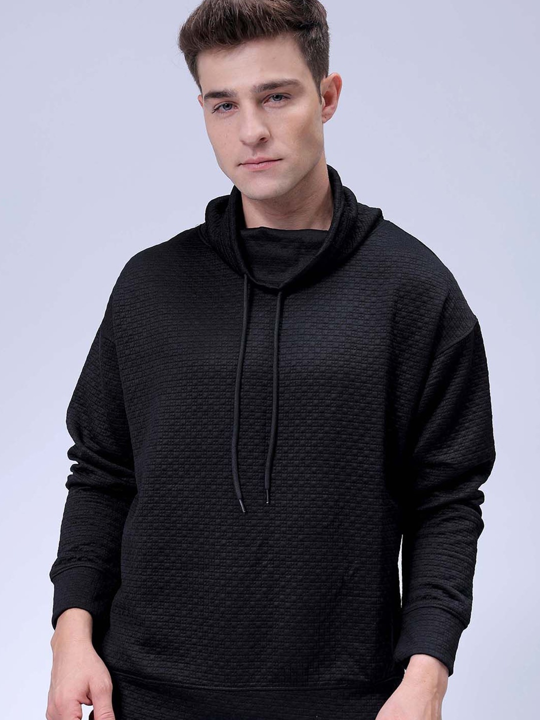 

The Indian Garage Co Oversized Self Design Cowl Neck Sweatshirt, Black