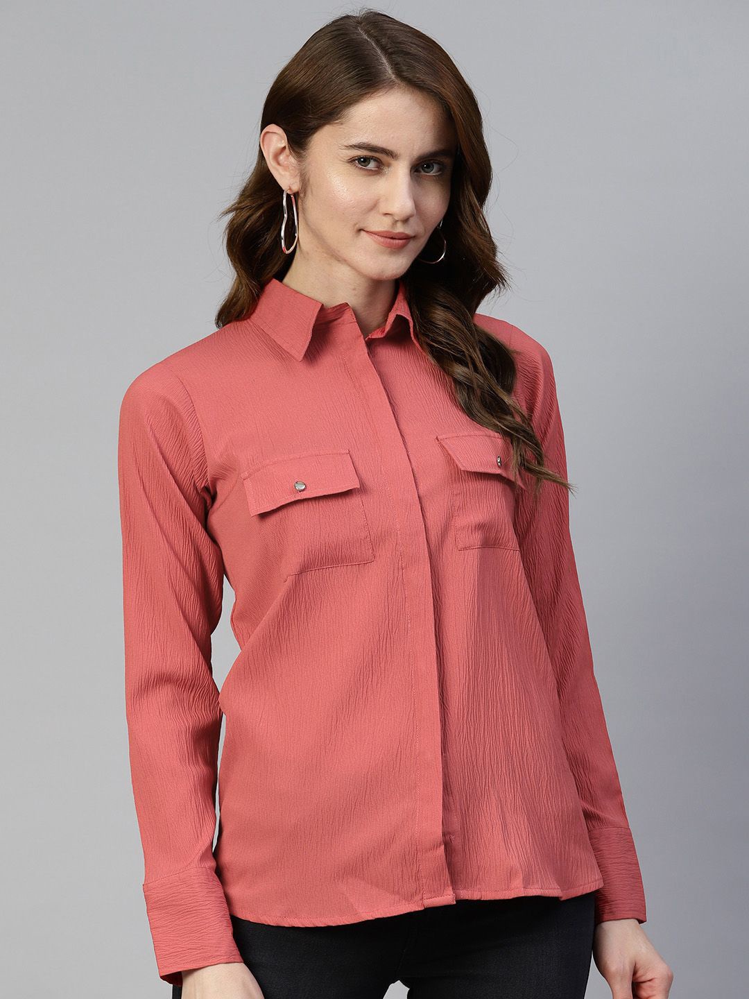 

JAINISH Women Opaque Casual Shirt, Peach