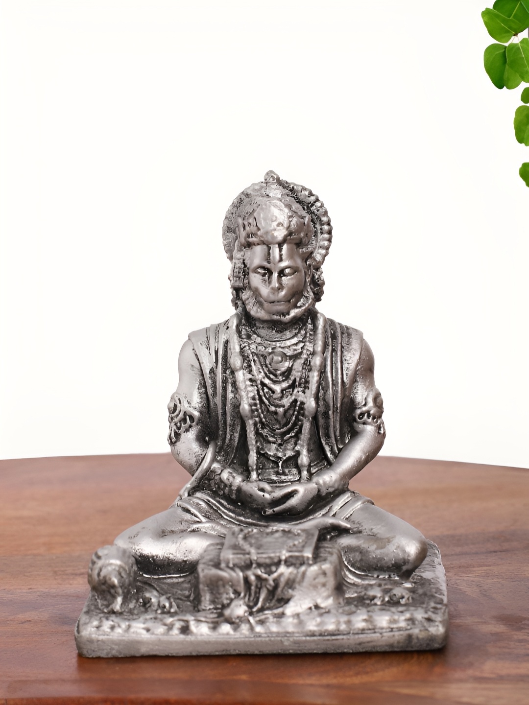 

INTERNATIONAL GIFT Silver-Toned Lord Hanuman in Meditation Pose Religious Idol Showpiece