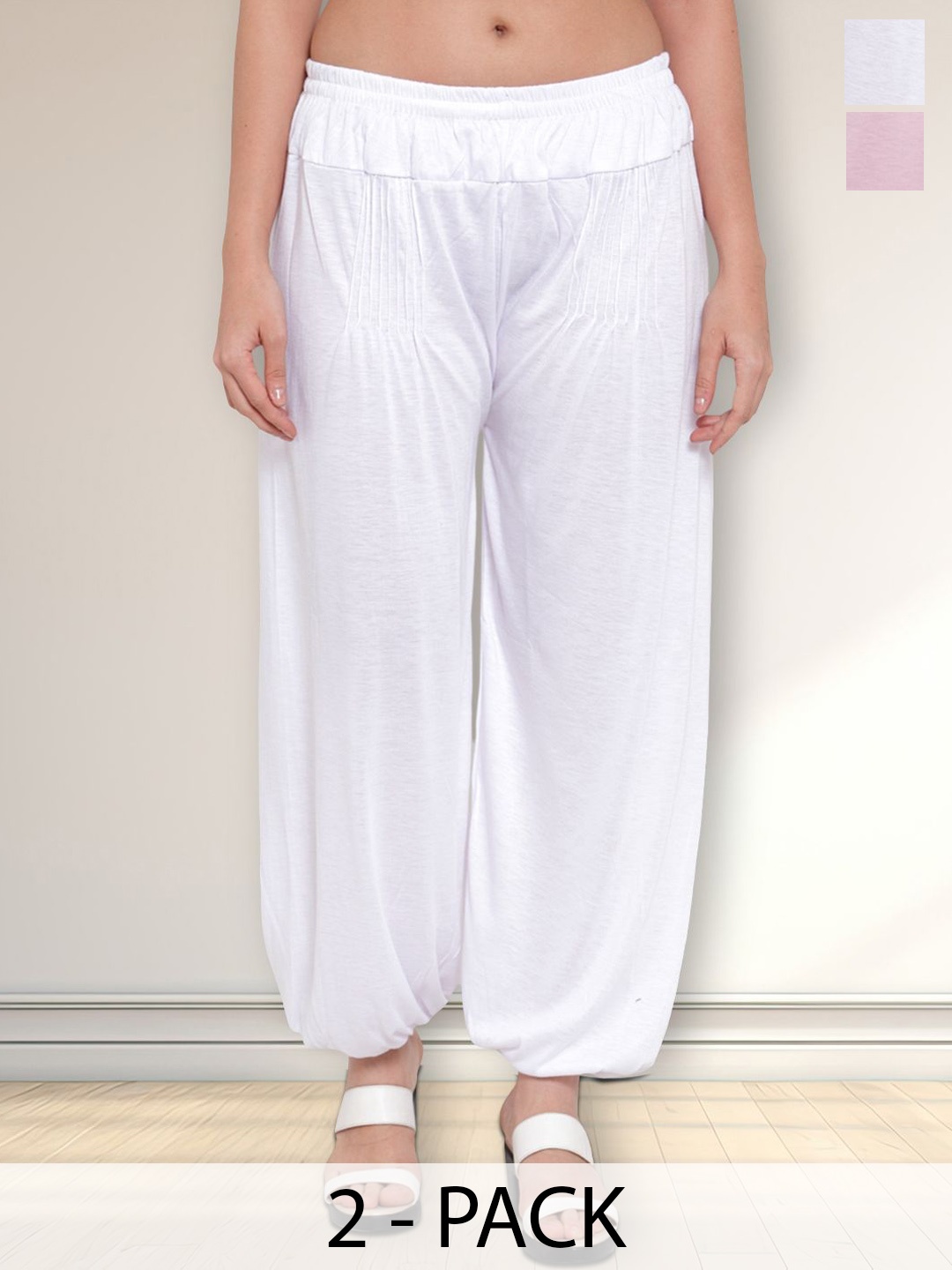 

Jinfo Women Pack Of 2 Loose Fit Salwar, White
