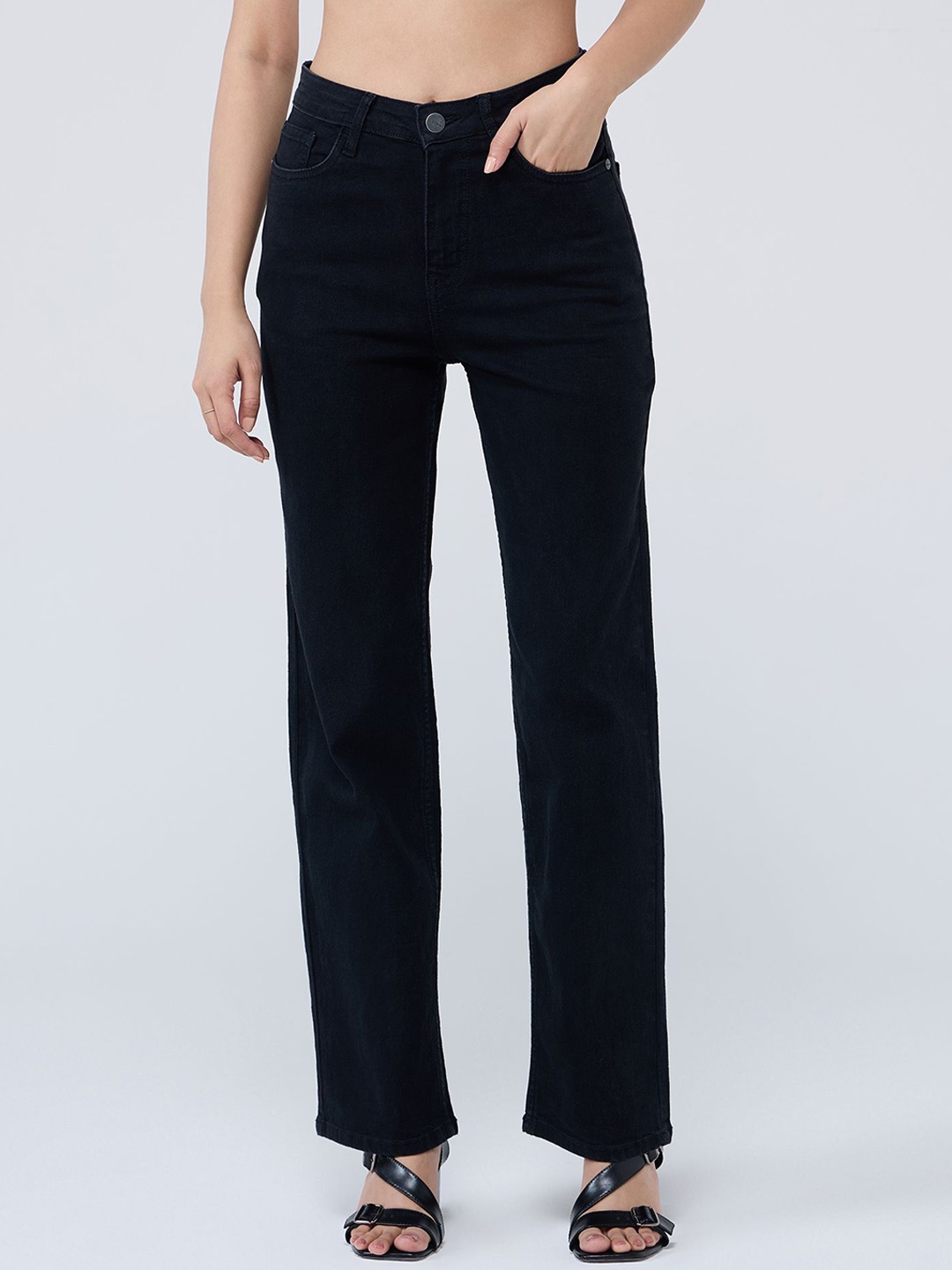 

20Dresses Women Cotton High-Rise Jeans, Black