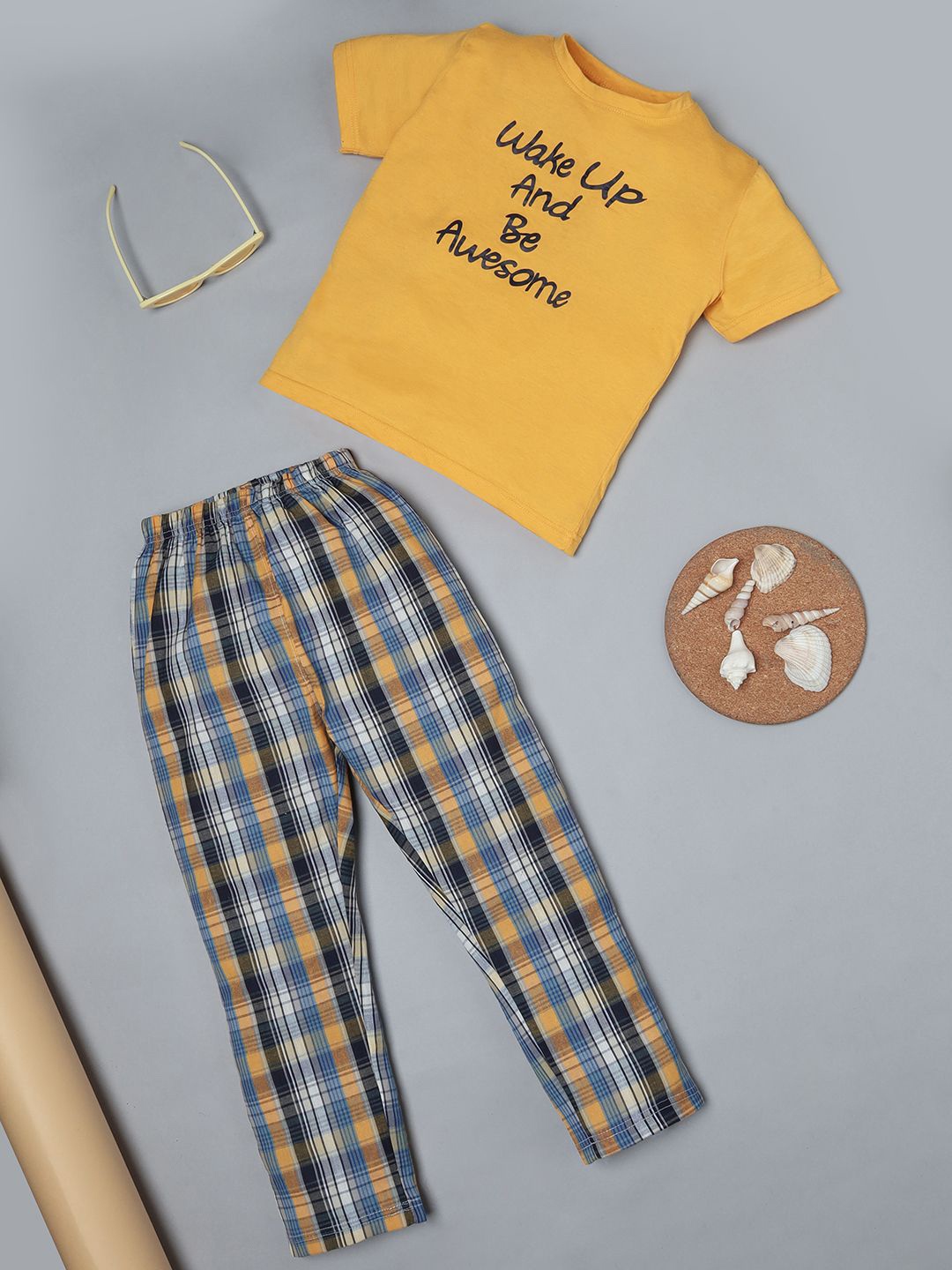 

RAINE AND JAINE Girls Typography Printed Night suit, Yellow