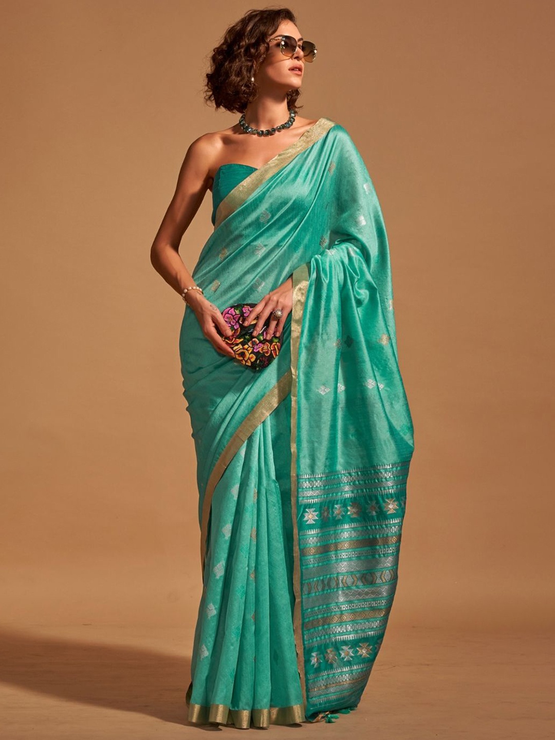 

BLENDIFY Woven Design Banarasi Saree, Blue