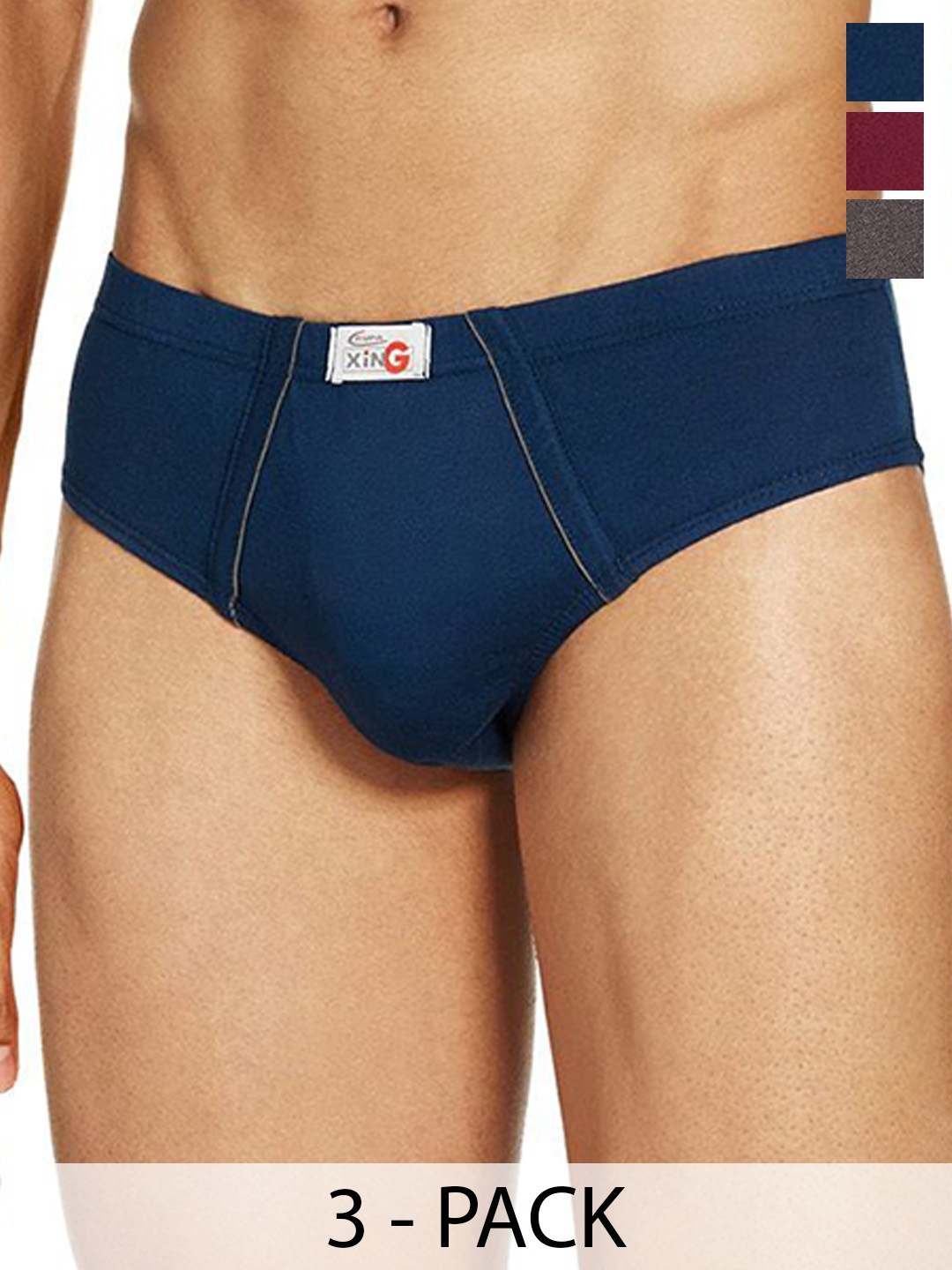 

Rupa Pack Of 3 Assorted Pure Cotton Basic Briefs - Frontline-Xing-Brief-IE-3--100