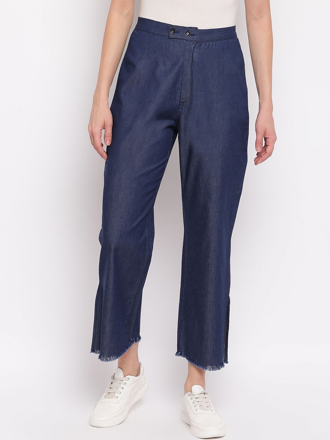 

DressBerry Women Regular Fit Mid-Rise Trousers, Blue