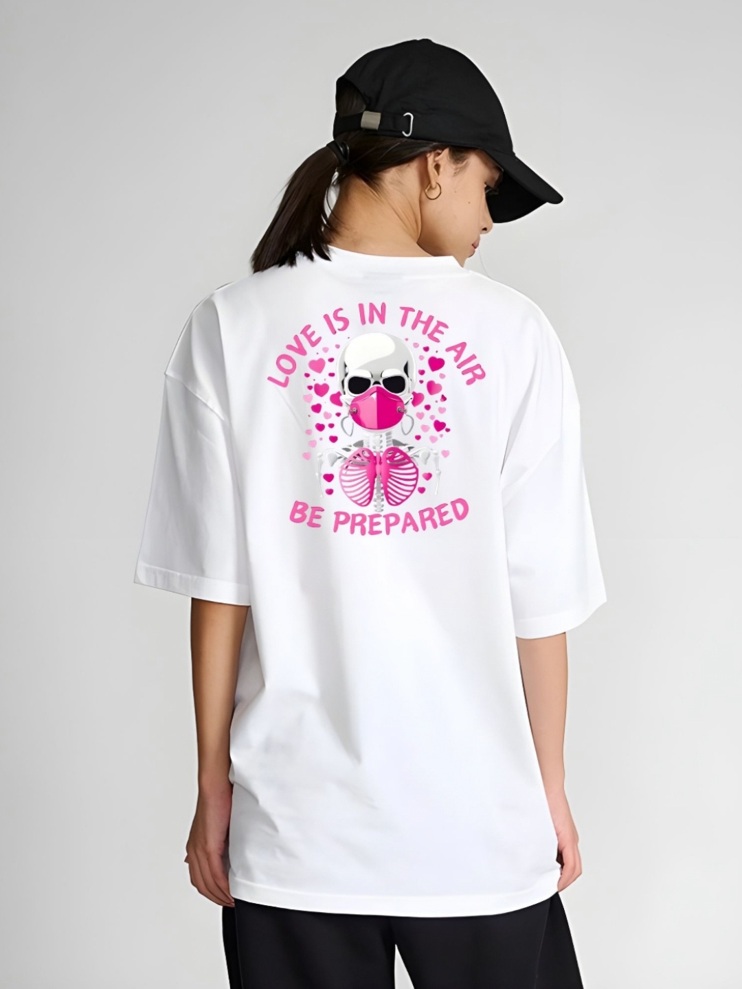 

DressBerry Women Graphic Printed Round Neck Cotton Oversized T-shirt, White