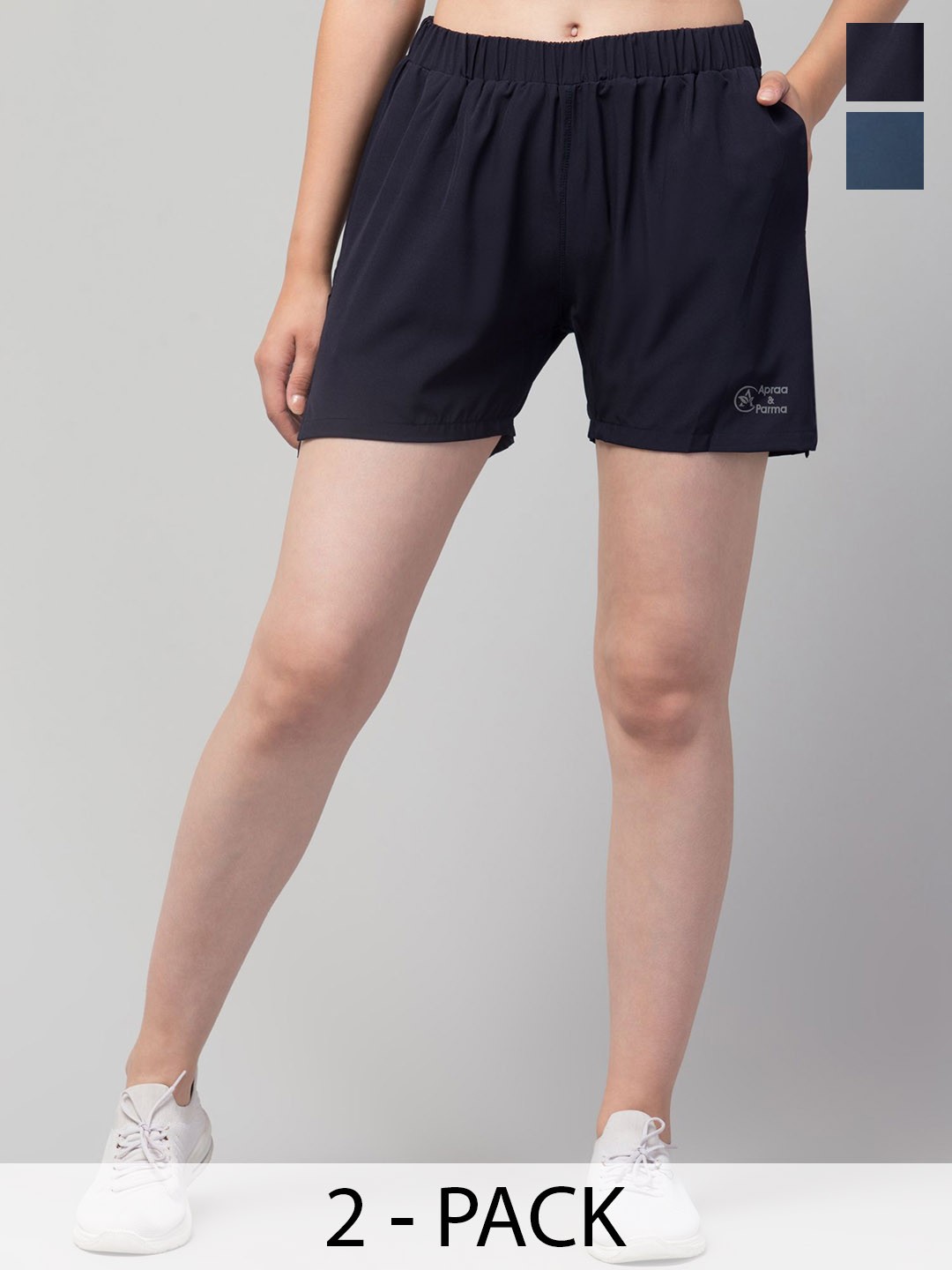 

UllasPemium Women Pack Of 2 Running Sports Shorts, Blue
