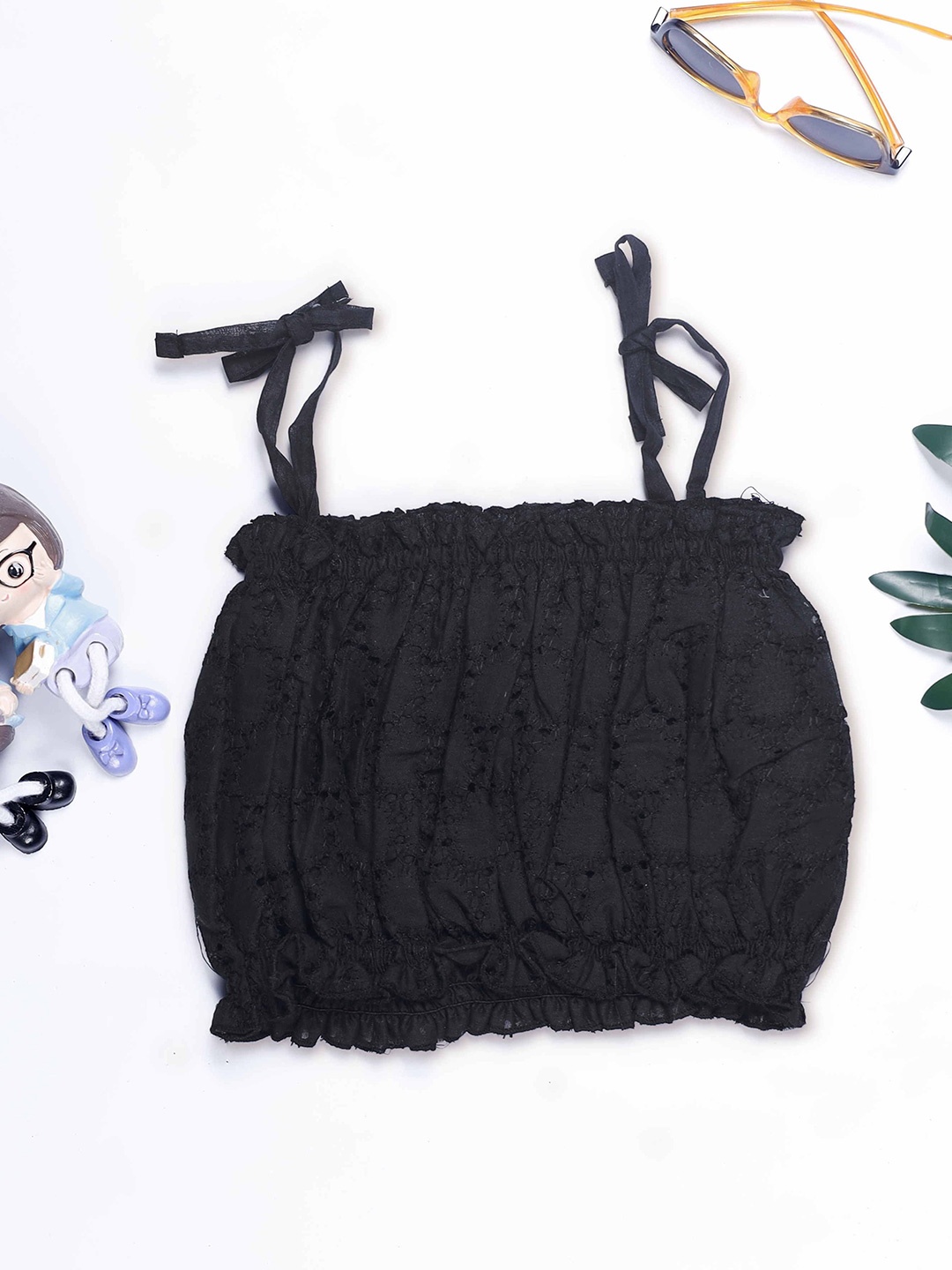 

YK Cotton Blouson Top, Black
