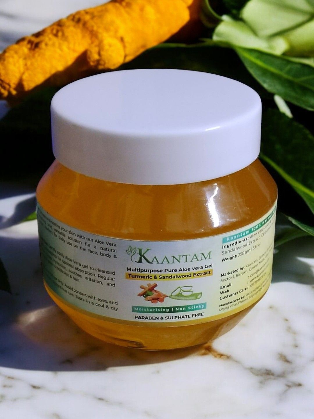 

Kaantam Multipurpose Pure Aloe Vera Gel with Turmeric & Sandalwood Extract - 250 g, Orange