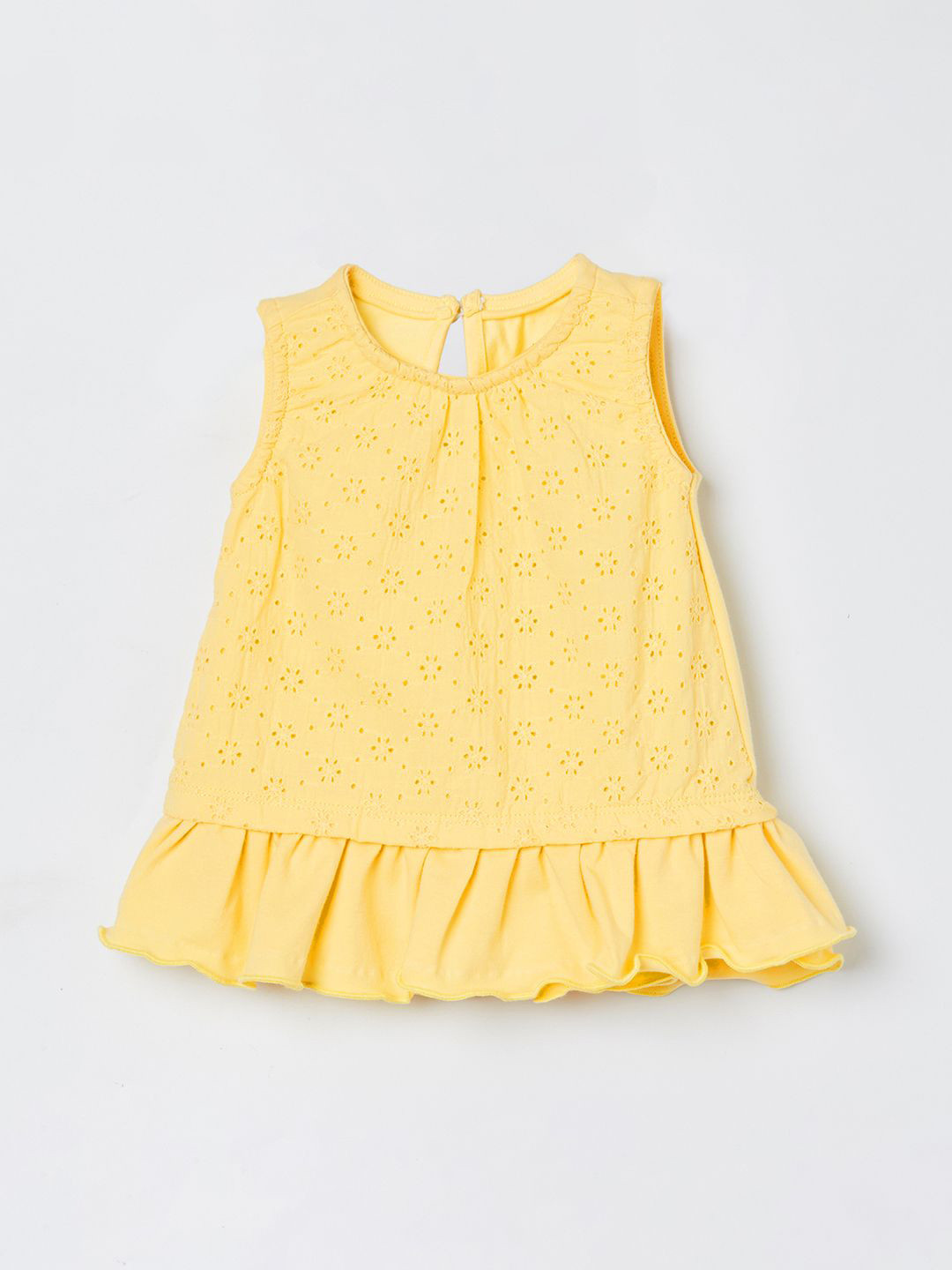 

Juniors by Lifestyle Self Design Cotton Round Neck Sleeveless Top, Yellow