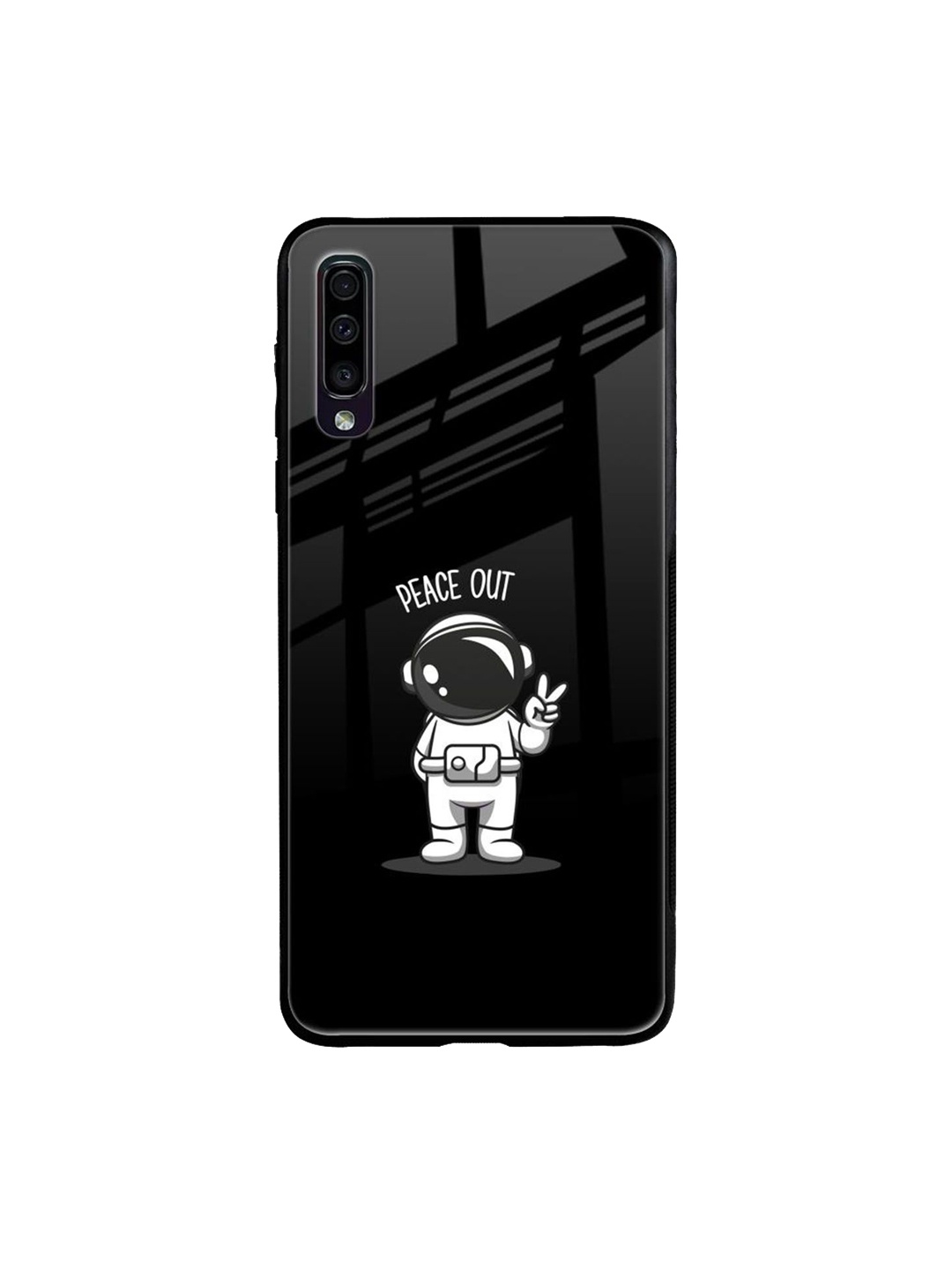 

QRIOH Peace Out Astro Real Printed Samsung Galaxy A50 Back Case, Black