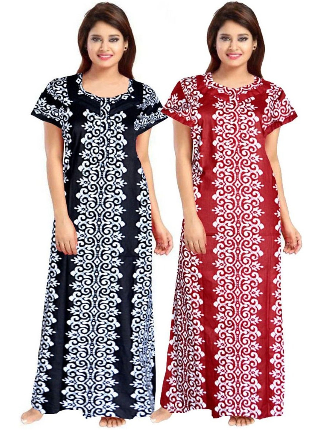 

PR PINK ROYAL Printed Maxi Nightdress, Maroon
