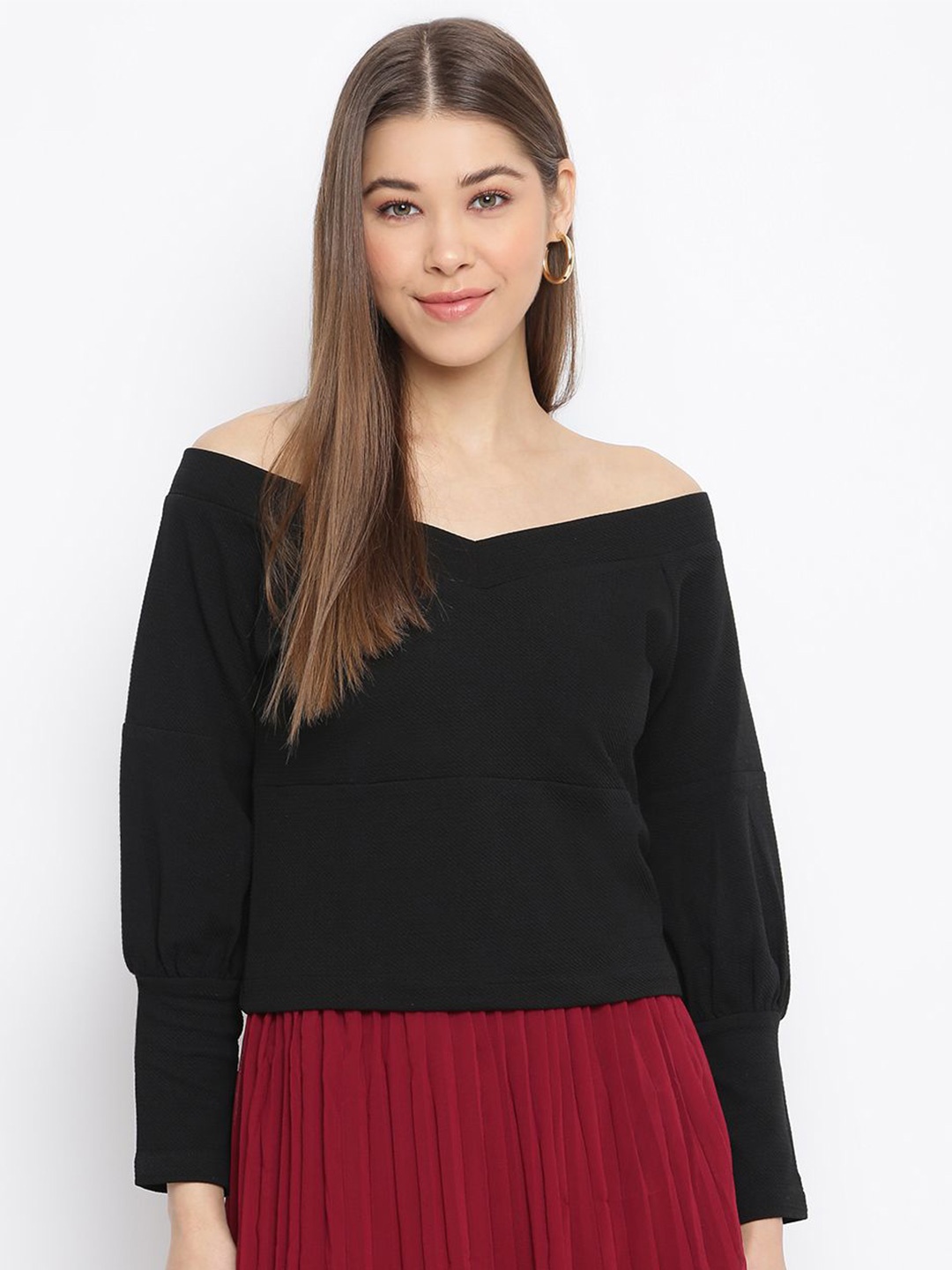

DressBerry Off-Shoulder Bardot Top, Black