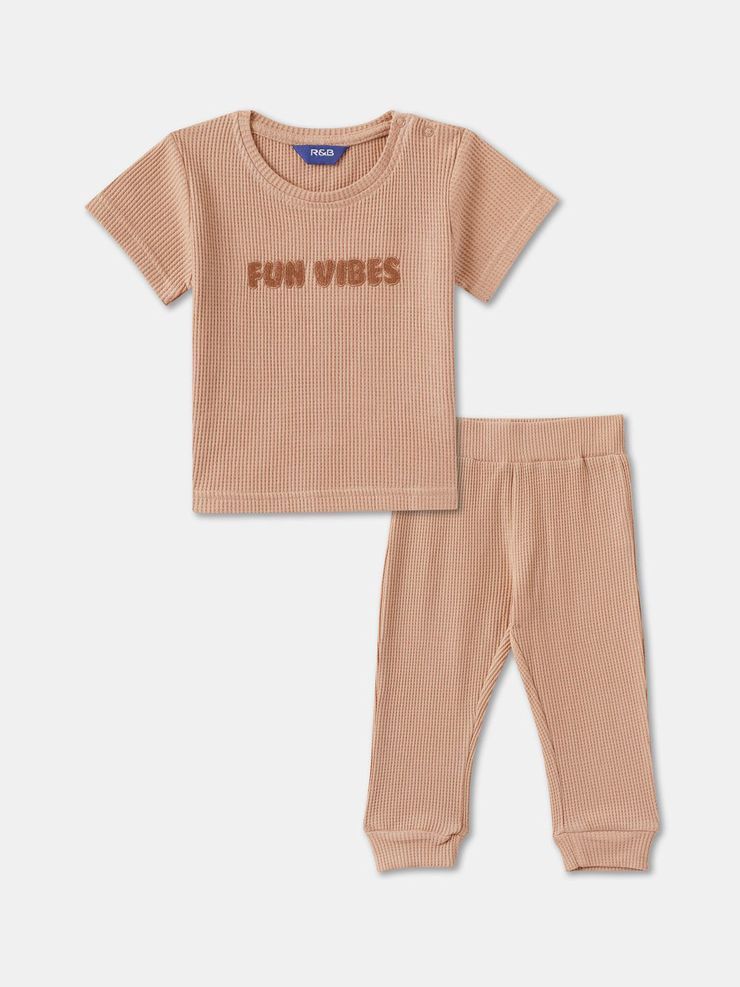 

R&B Boys Printed T-shirt and Pyjamas Pure Cotton Night suit, Brown