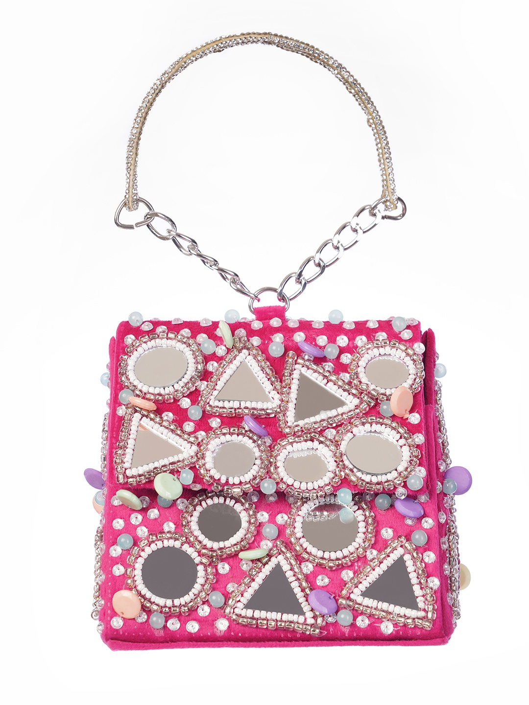 

IBRA HANDICRAFTS Women Embellished Structured Handheld Bag, Pink