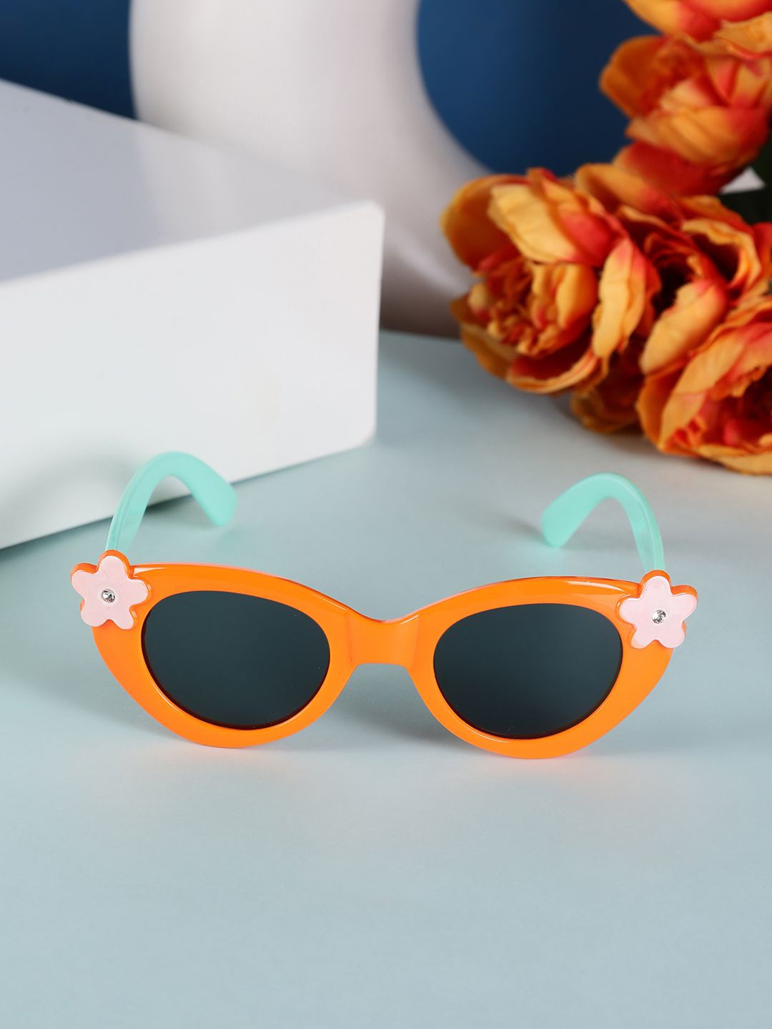 

PASSION PETALS Girls Oval Sunglasses and UV Protected Lens 11-20orangeglasses, Black