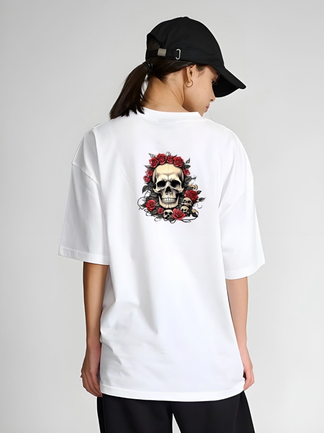 

SZN Women Graphic Printed Round Neck Cotton Oversized T-shirt, White