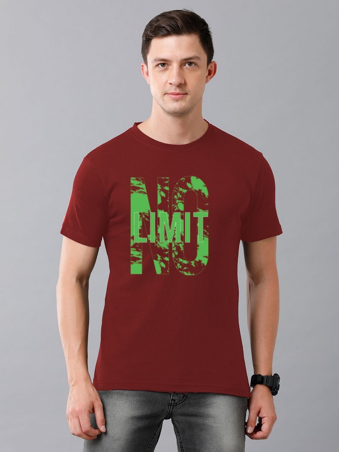 

Moda Rapido Men Typography Printed Round Neck Cotton T-shirt, Maroon