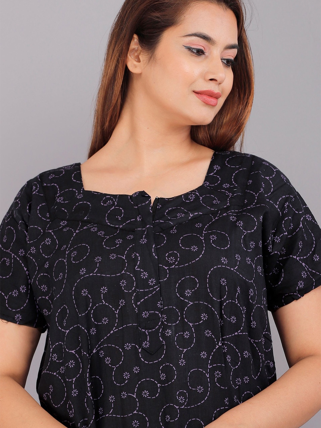 

PR PINK ROYAL Printed Maxi Nightdress, Black