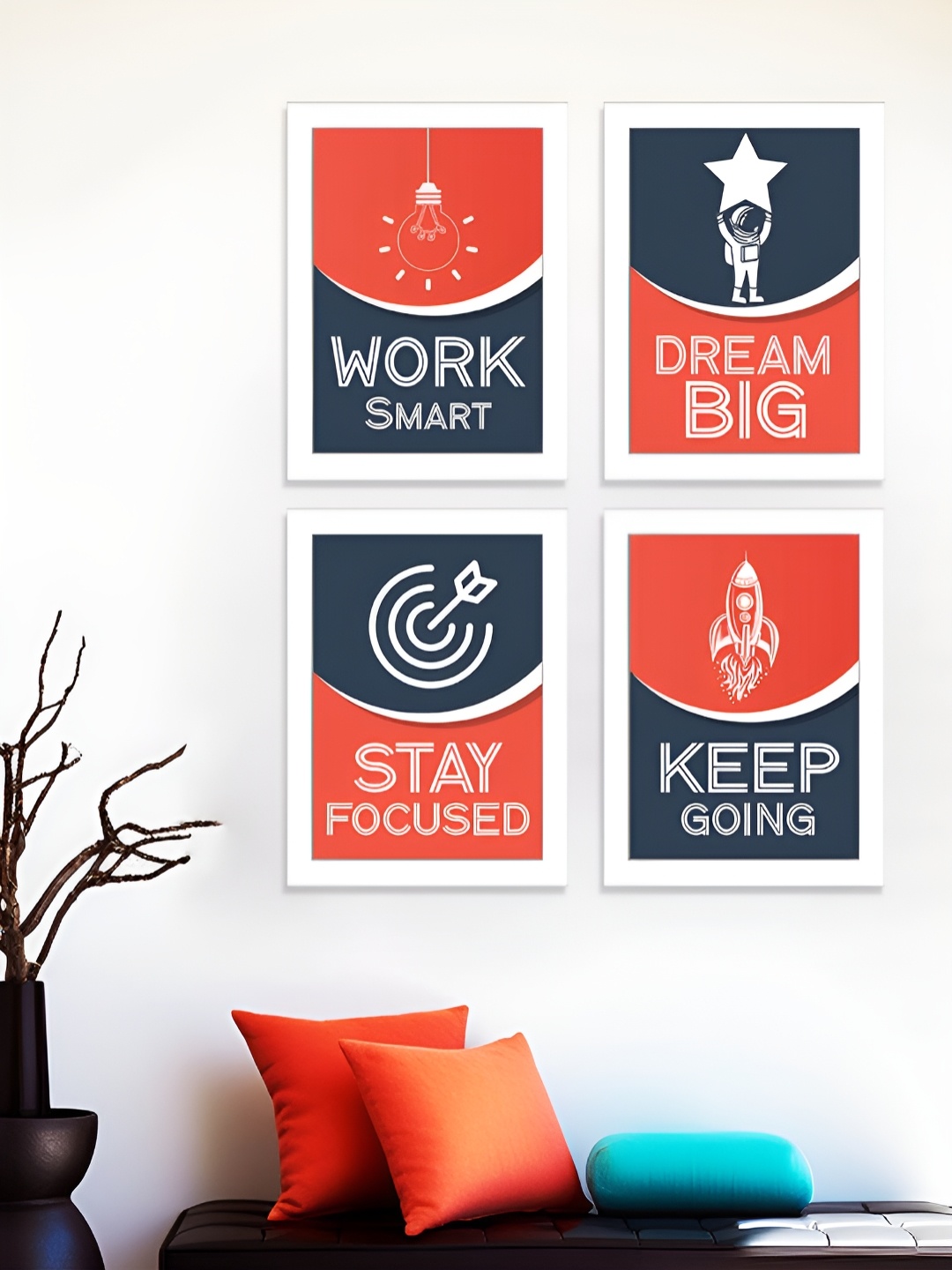 

Art Street White & Red 4 Pieces Motivational Art Prints Wood Wall Art